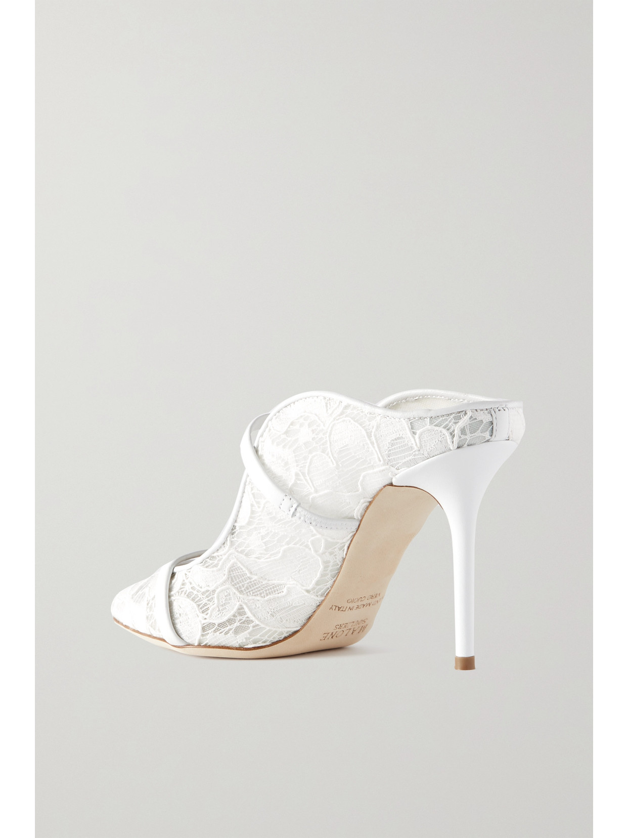 Shop Malone Souliers Maureen 85 Leather-trimmed Corded Lace Pumps In White