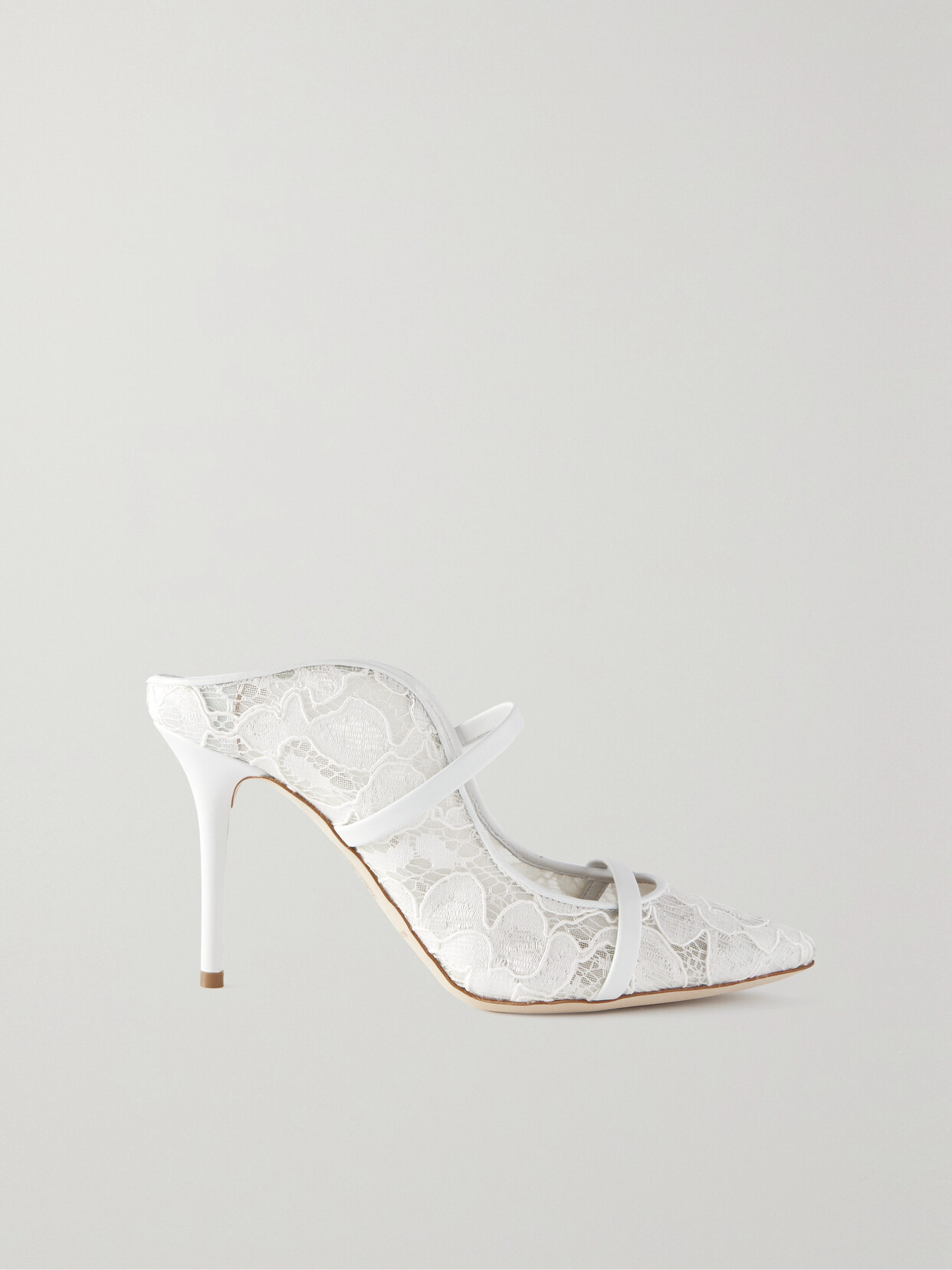 Malone Souliers Maureen 85 Leather-trimmed Corded Lace Pumps In White