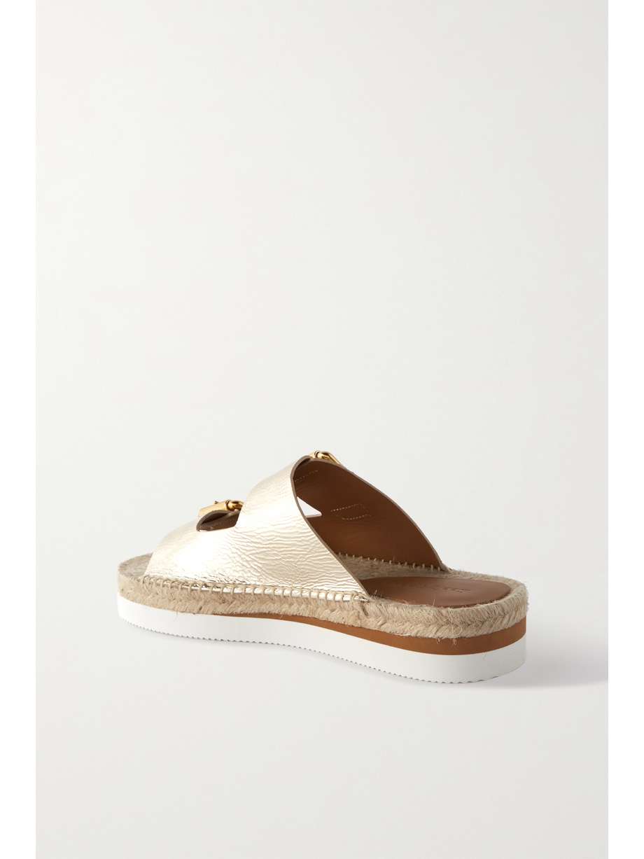 Gold Glyn metallic leather espadrille platform slides | SEE BY CHLOÃ | NET-A-PORTER