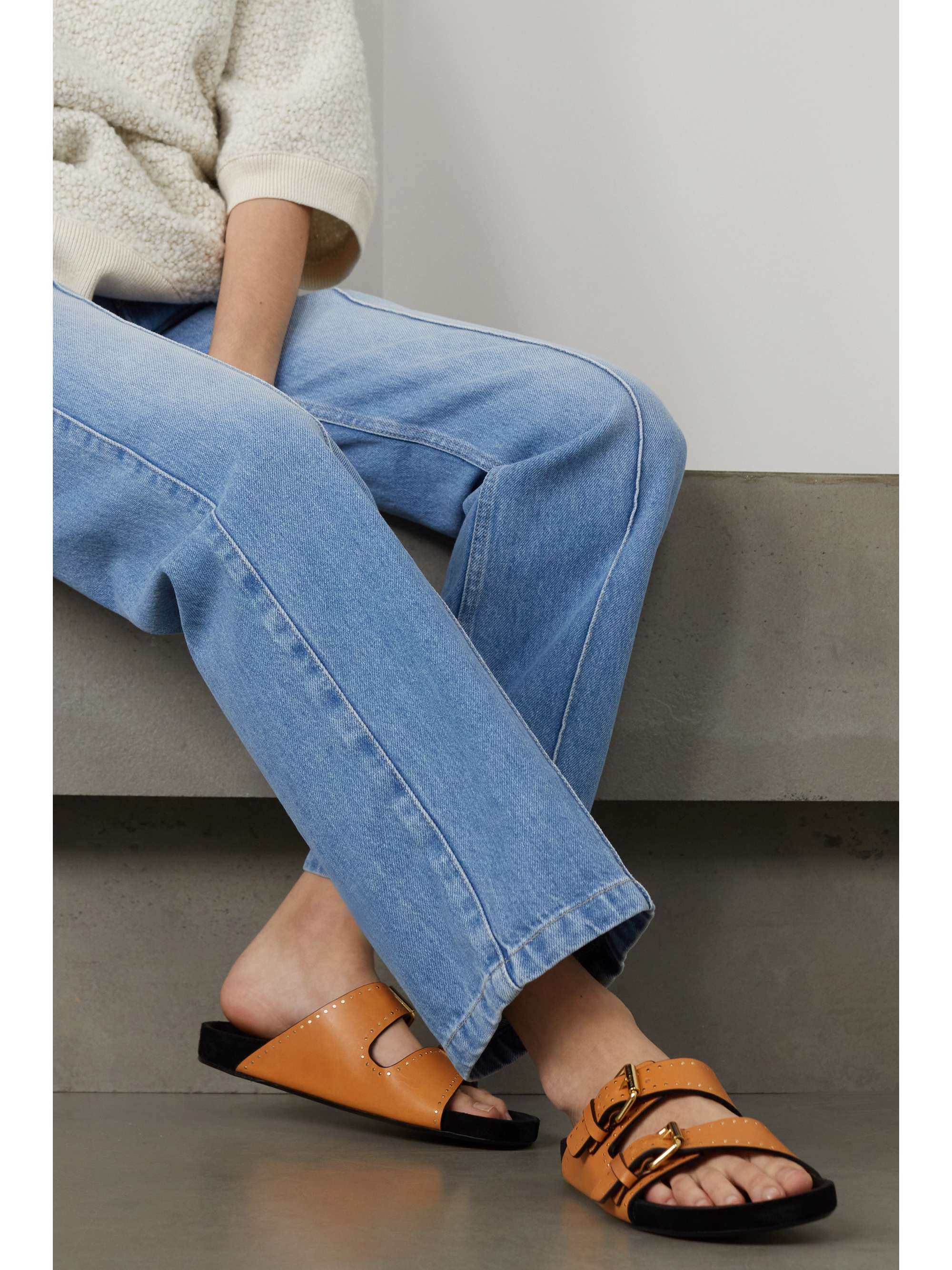 ISABEL MARANT Claquettes en cuir à clous Lennyo