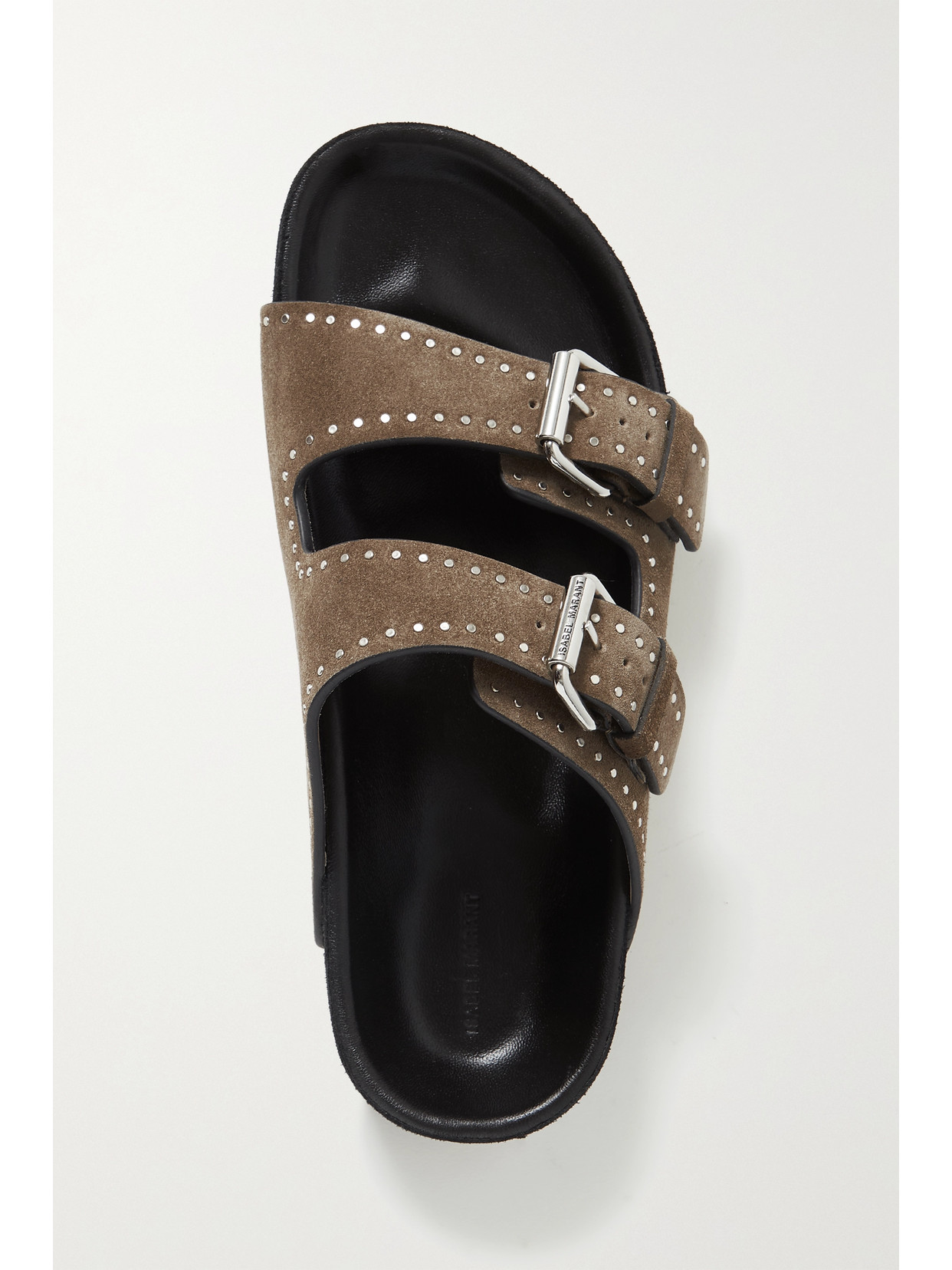 Shop Isabel Marant Lennyo Studded Suede Slides In Brown