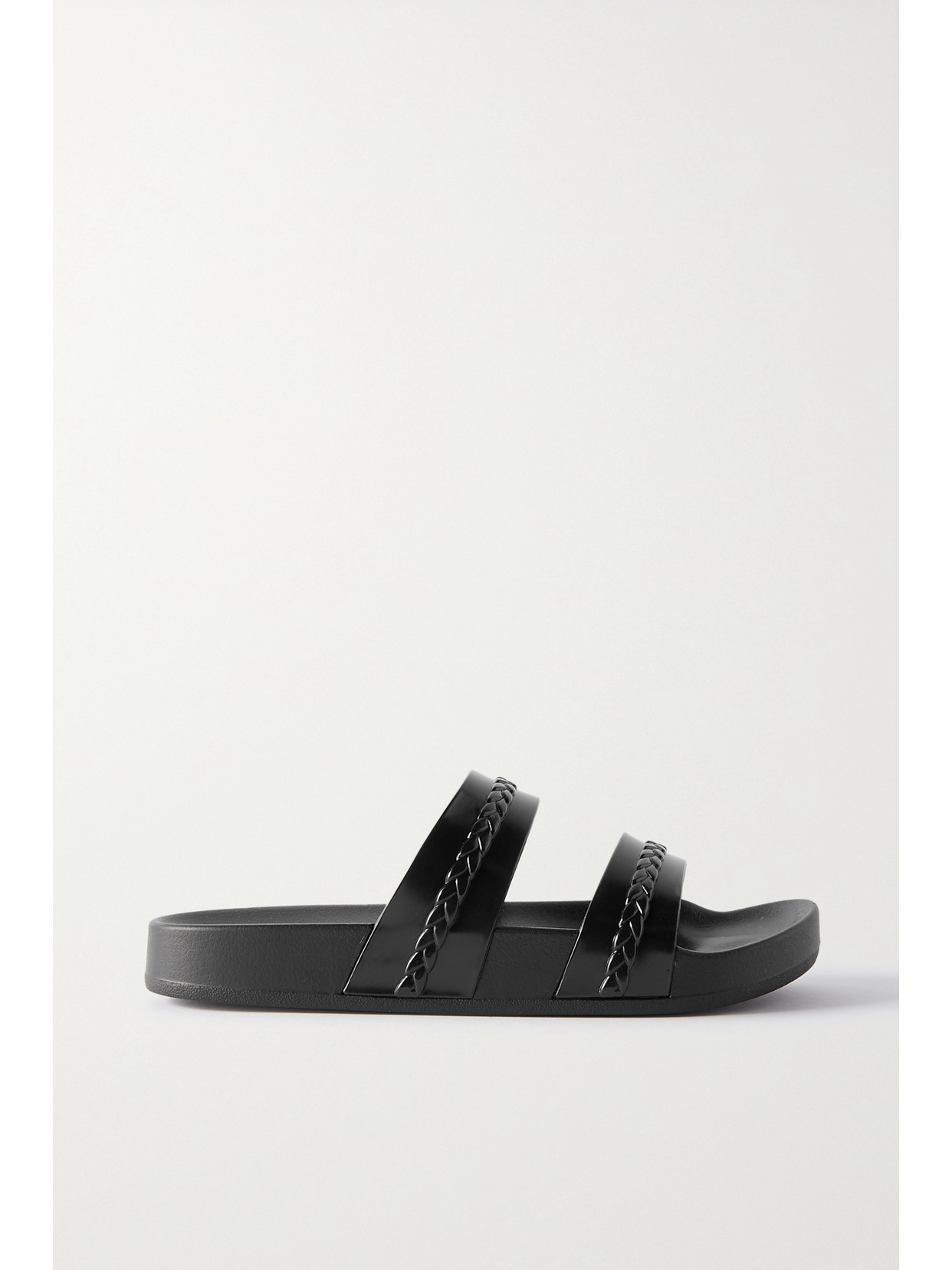 Ancient Greek Sandals Braided Straps Open Toe Flat Sole Sandals In Black