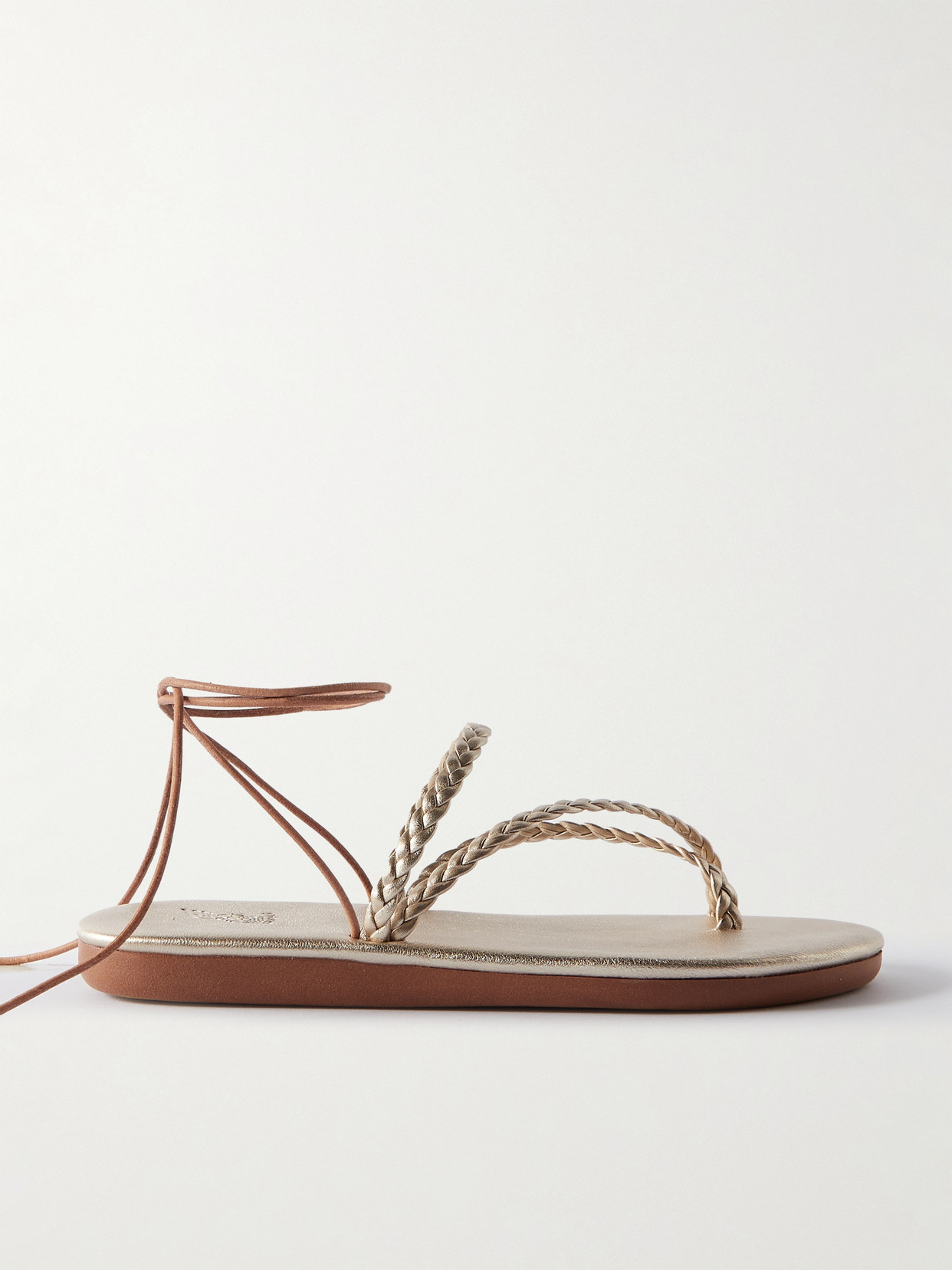 Ancient Greek Sandals - Plage Braided Metallic Leather Sandals - Gold
