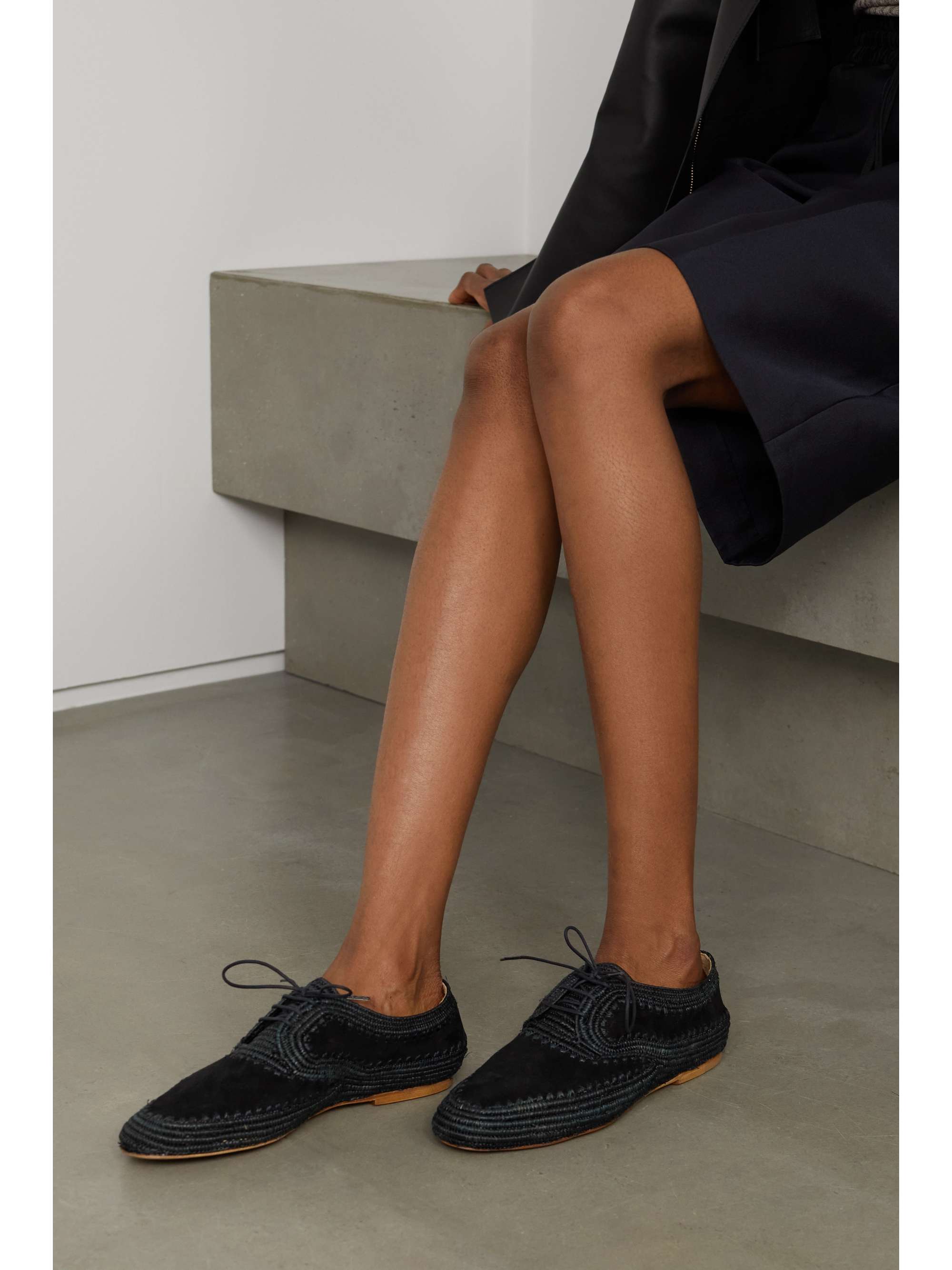 Gabriela Hearst - + Clergerie Miguel Raffia and Suede Brogues - Black - IT38.5 - Net A Porter