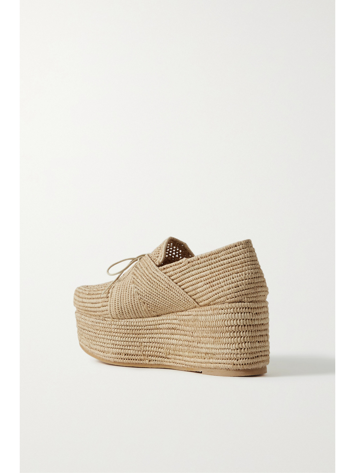 Shop Gabriela Hearst + Clergerie Diamond Raffia Platform Brogues In Neutrals