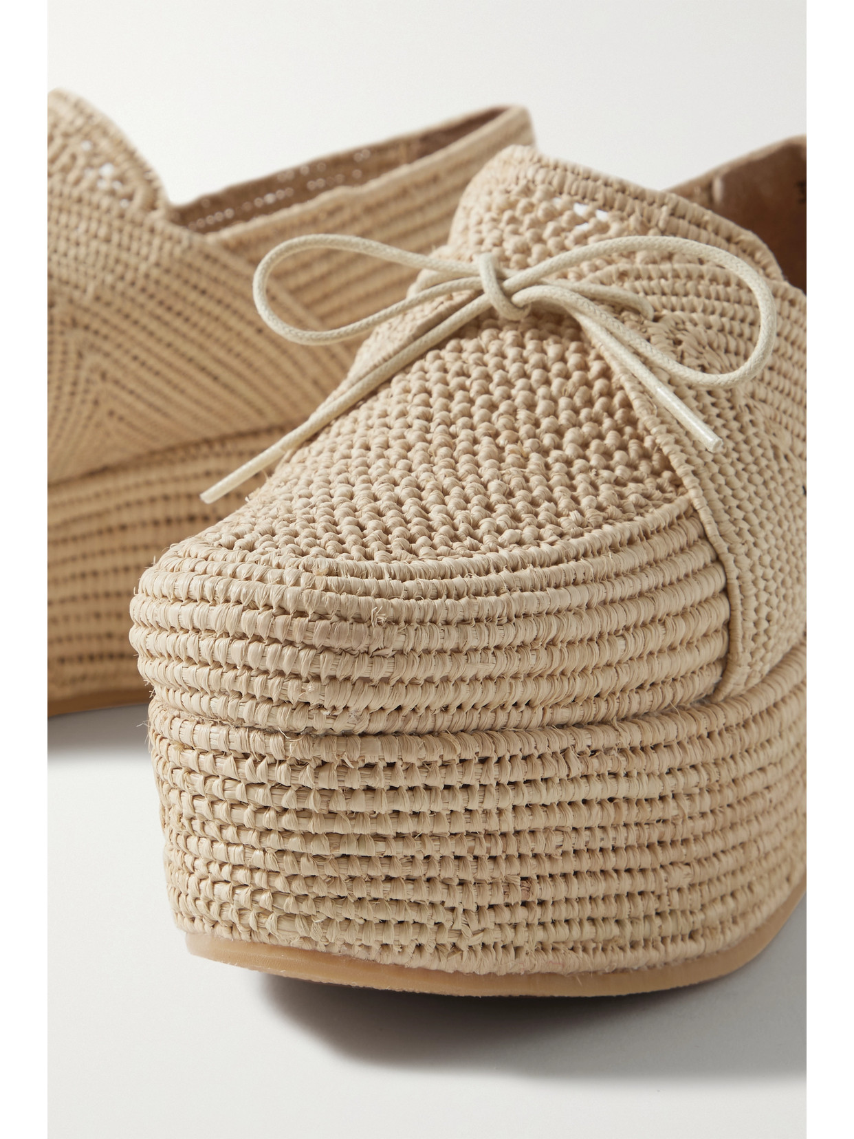 Shop Gabriela Hearst + Clergerie Diamond Raffia Platform Brogues In Neutrals