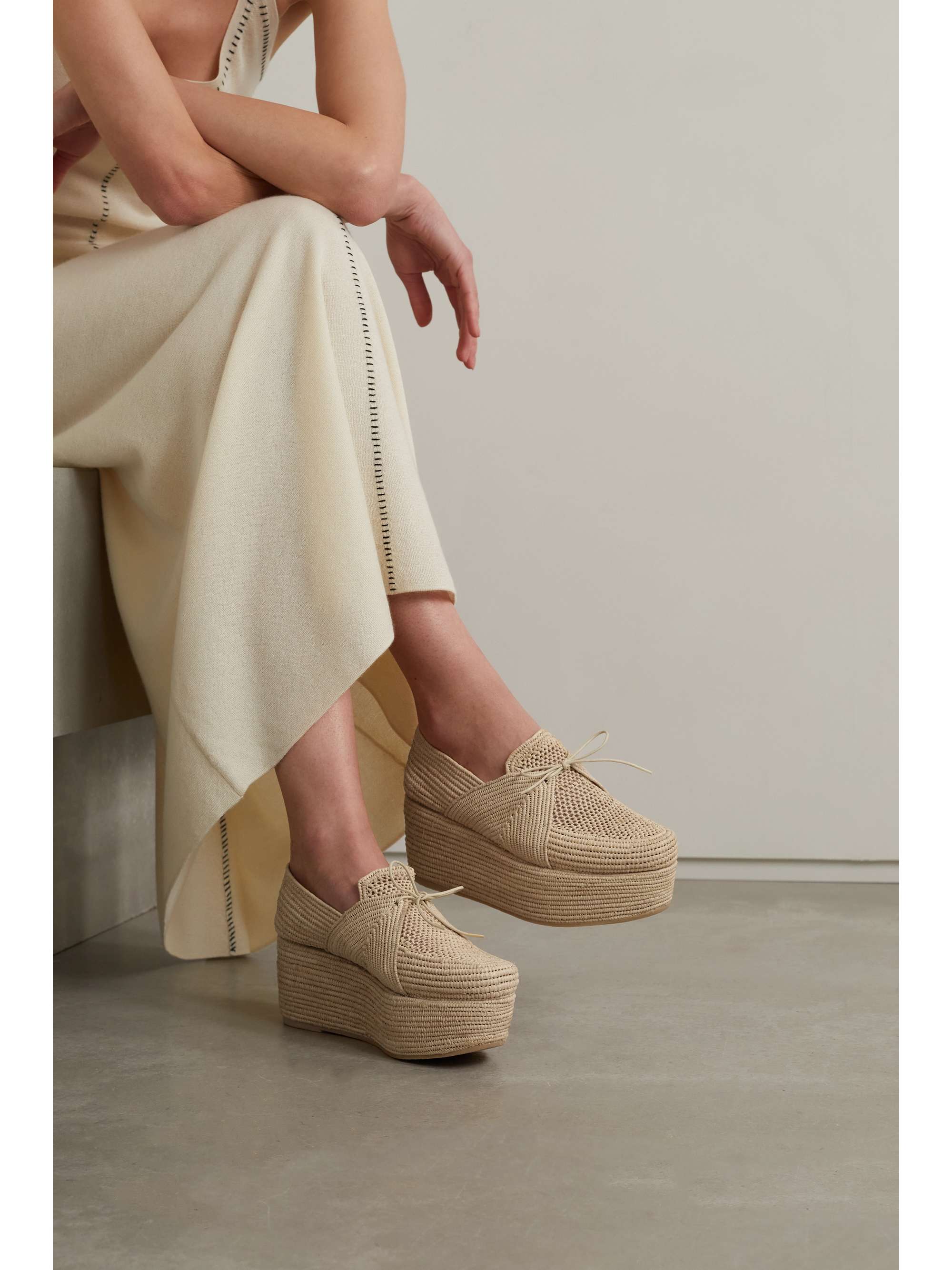 GABRIELA HEARST + Clergerie Diamond raffia platform brogues