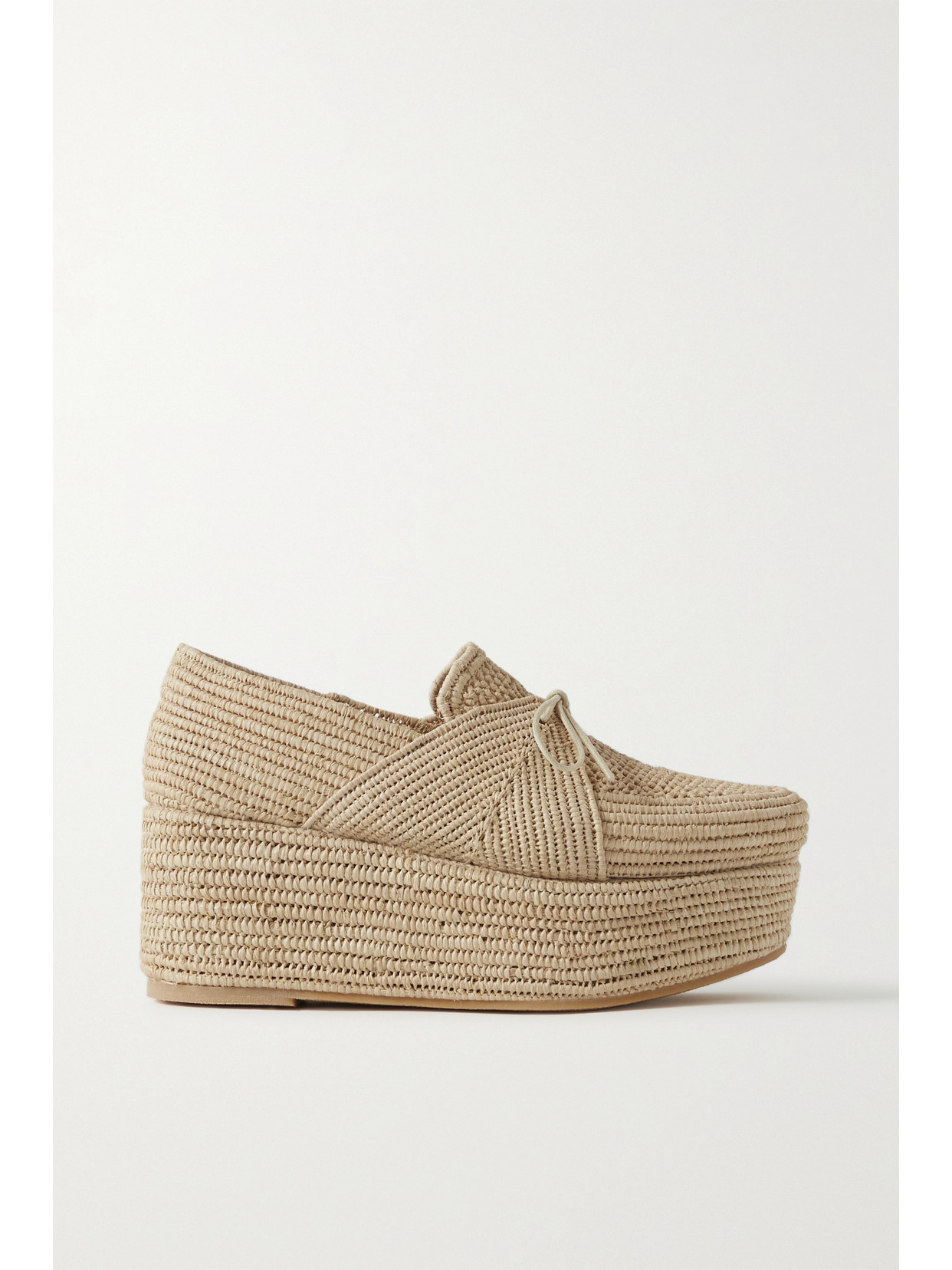 Gabriela Hearst + Clergerie Diamond Raffia Platform Brogues In Neutrals