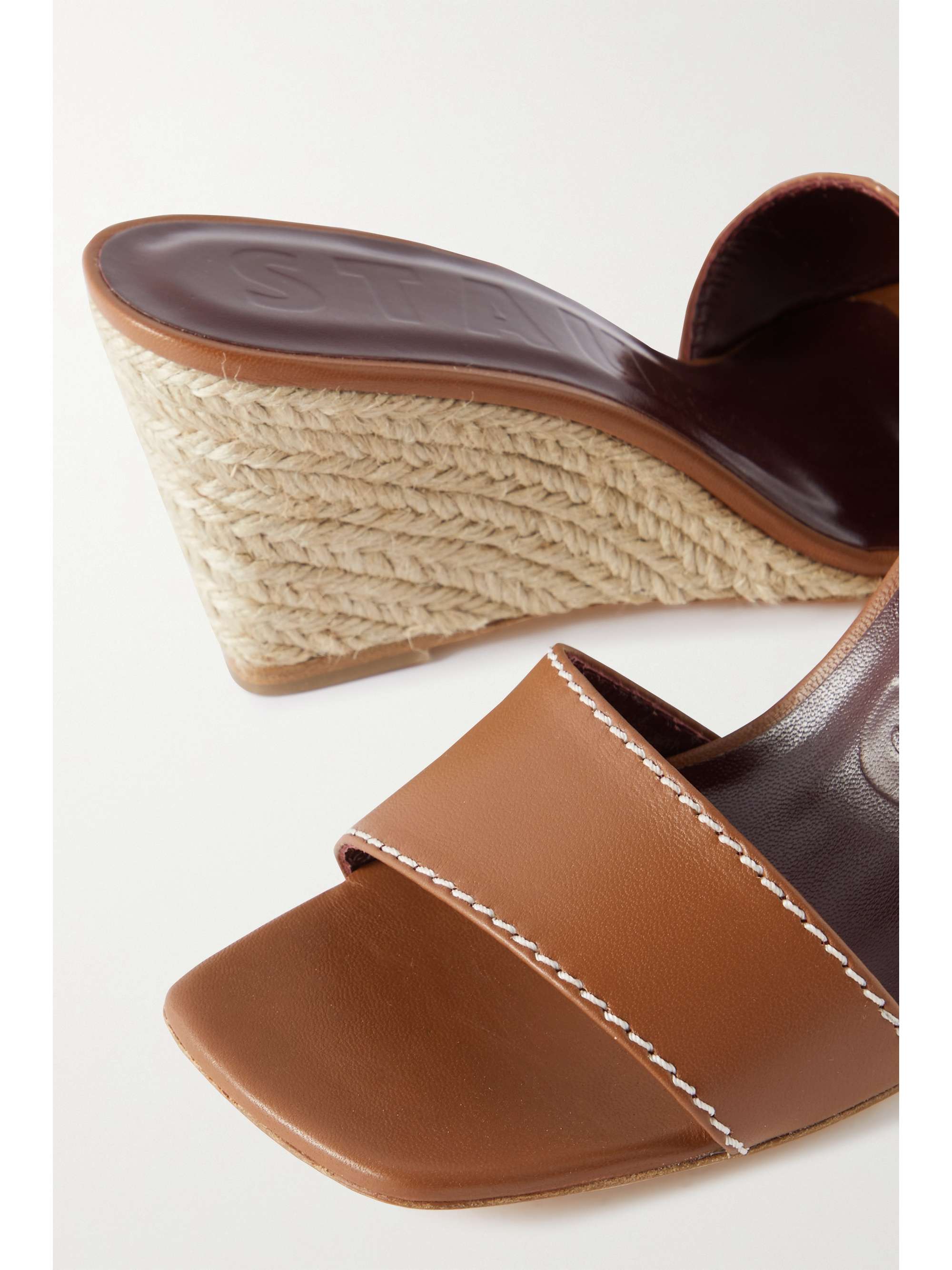 STAUD Billie leather espadrilles wedge mules