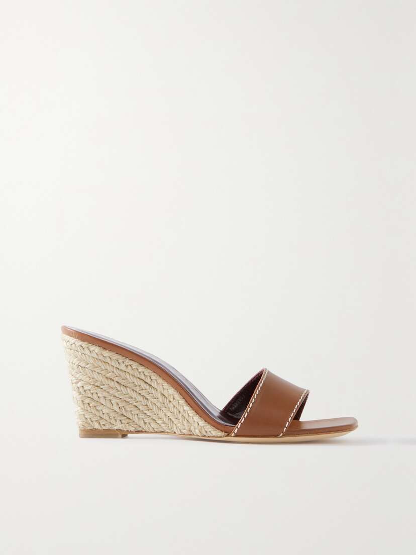 Staud Billie Leather Espadrilles Wedge Mules