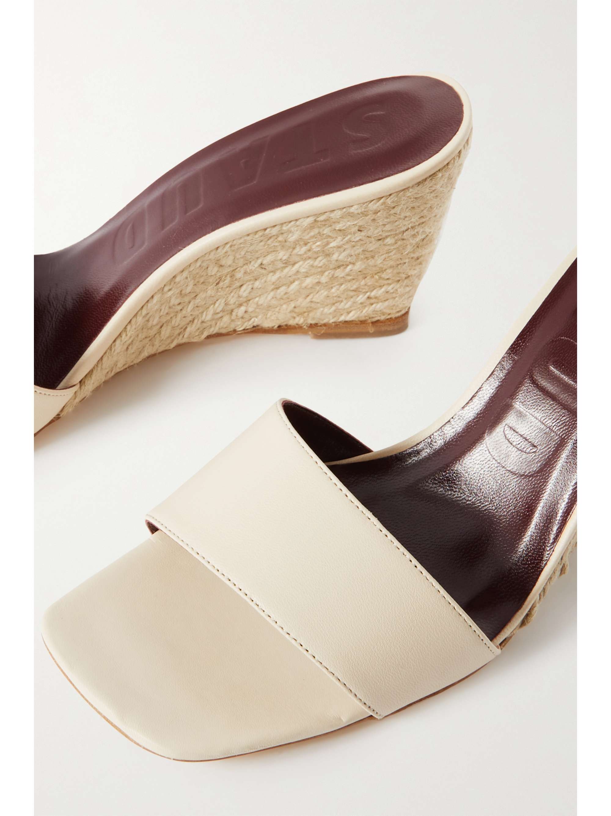 STAUD Billie leather espadrilles wedge mules