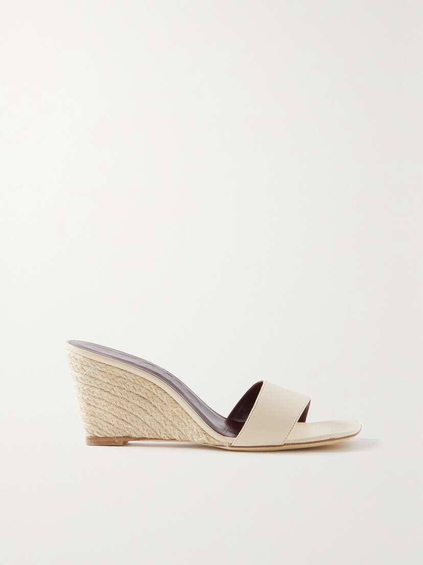 STAUD Billie Leather Espadrille Wedge Mules