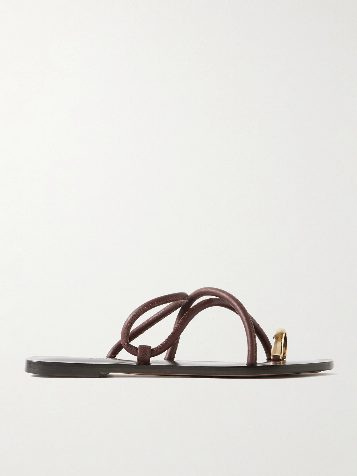 Emme Parsons Laurie Leather And Gold-tone Sandals In Brown