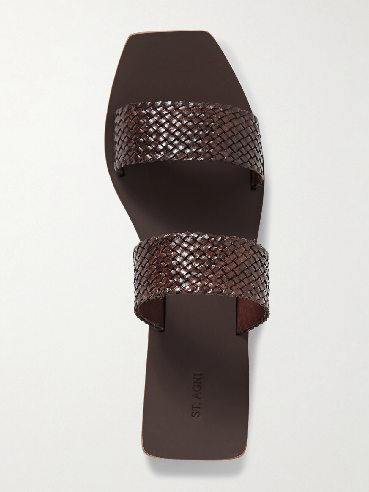 St Agni Clea Woven Leather Slides In Brown