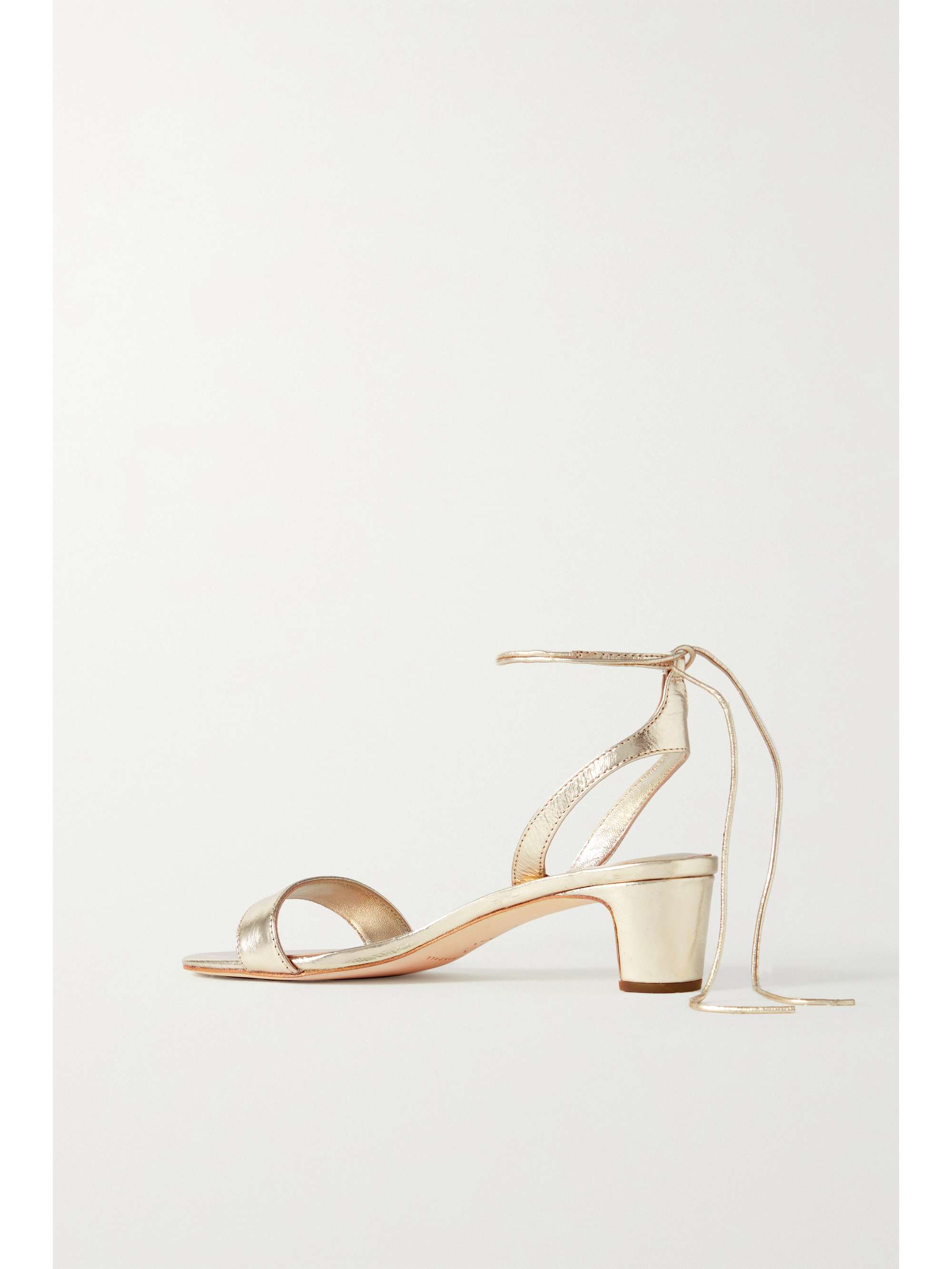 LOEFFLER RANDALL + NET SUSTAIN Jackie metallic crinkled-leather sandals |  NET-A-PORTER