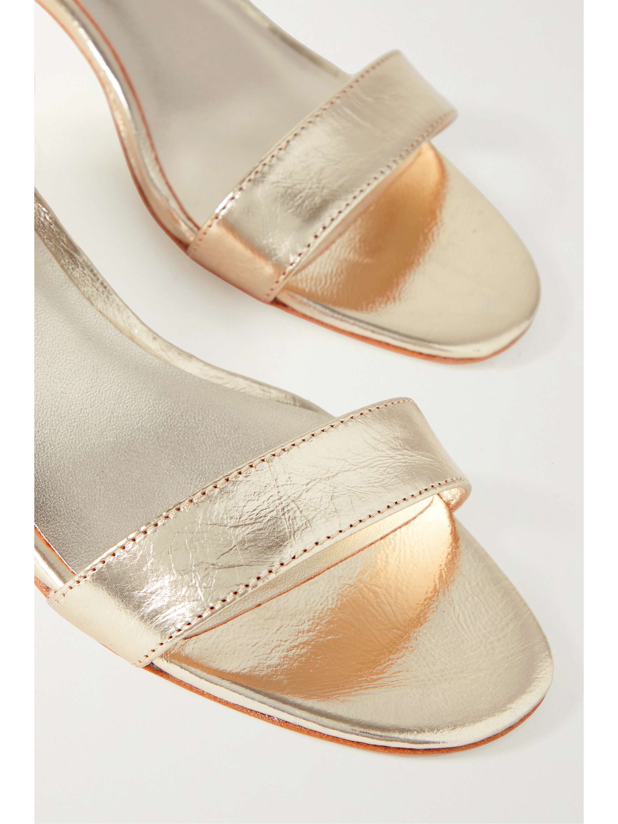 LOEFFLER RANDALL + NET SUSTAIN Jackie metallic crinkled-leather sandals |  NET-A-PORTER