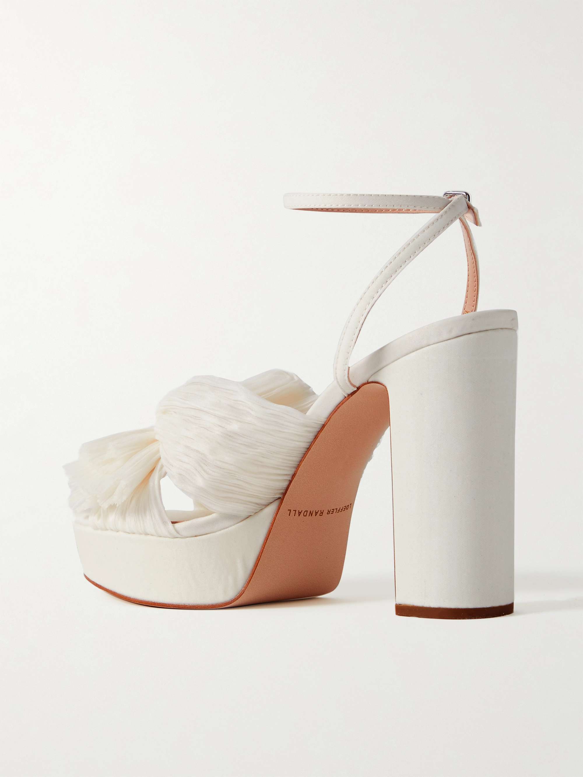 LOEFFLER RANDALL Natalia bow-embellished plissé-lamé platform sandals
