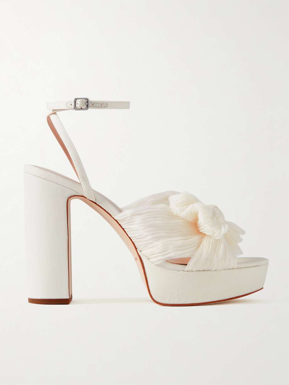 net-a-porter.com | Natalia bow-embellished plissé-organza platform sandals