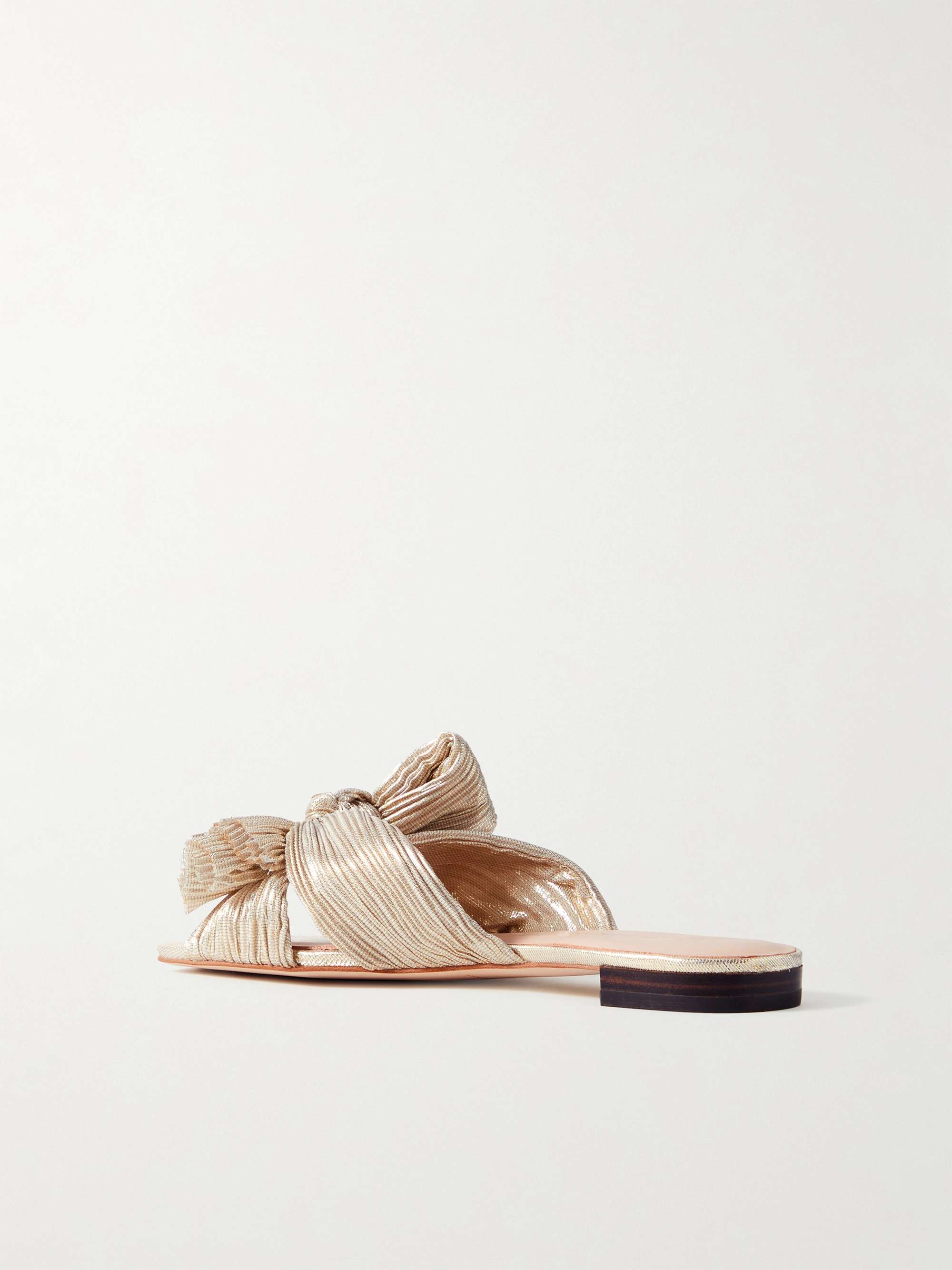 LOEFFLER RANDALL Daphne bow-embellished plissé-lamé slides