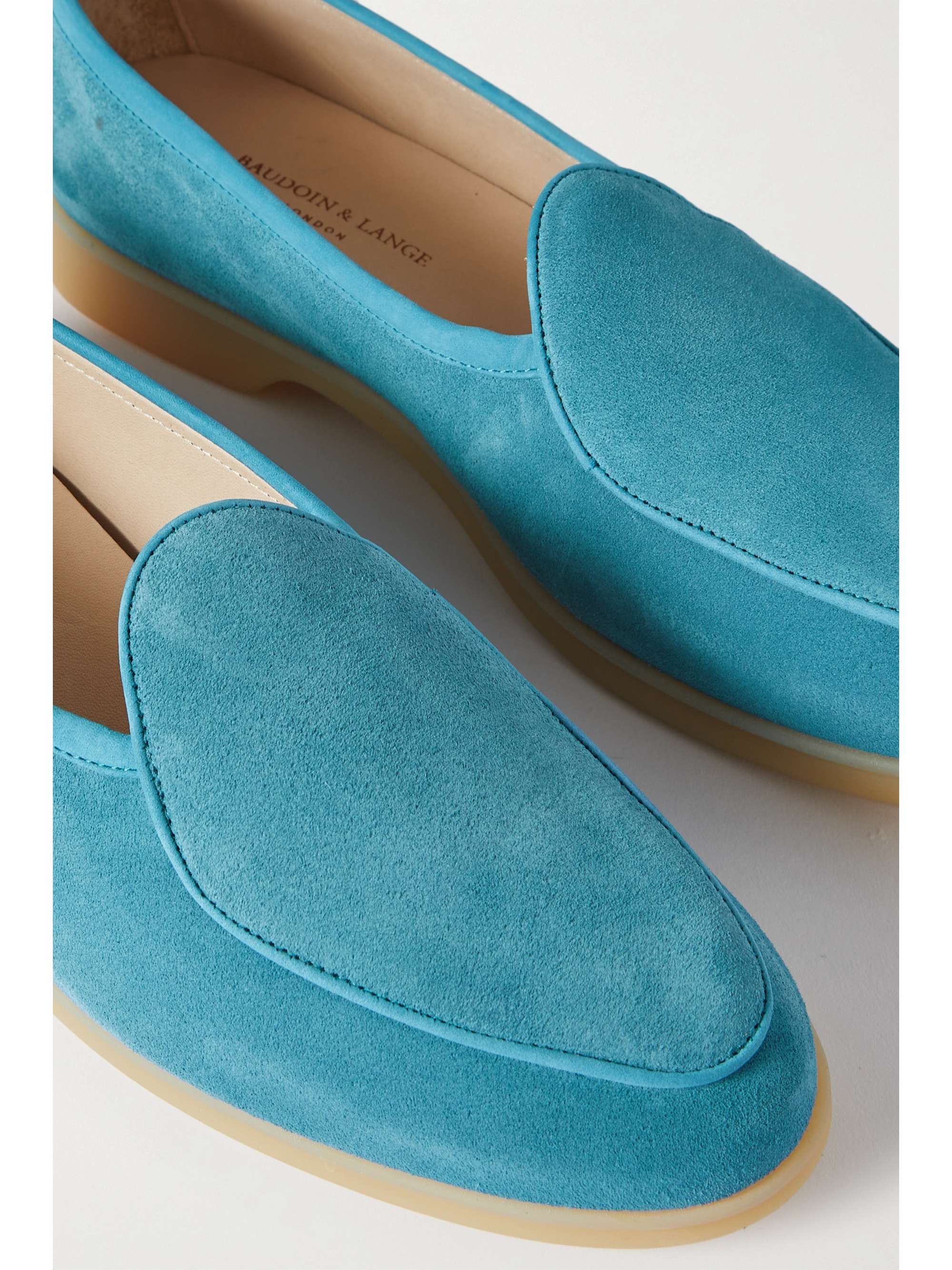 BAUDOIN & LANGE Stride leather-trimmed suede loafers