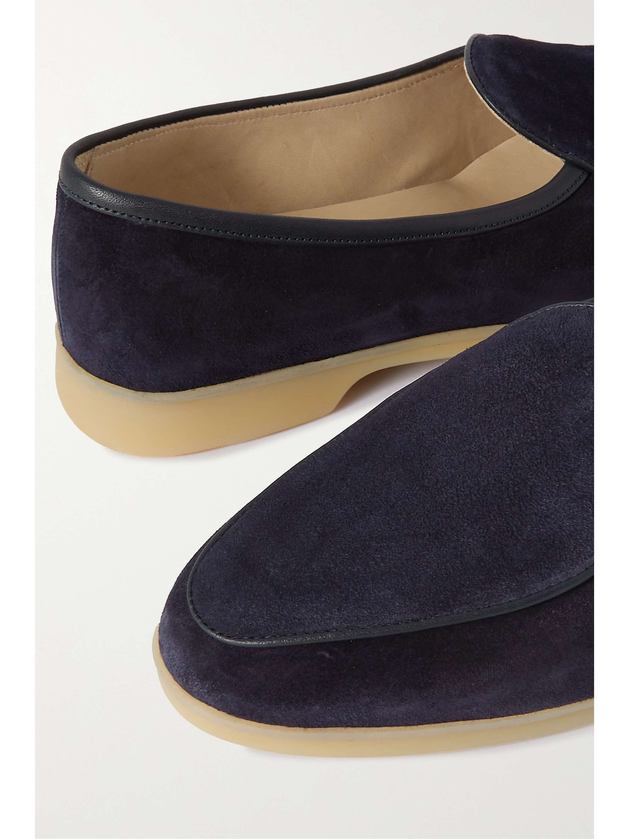 BAUDOIN & LANGE Stride leather-trimmed suede loafers