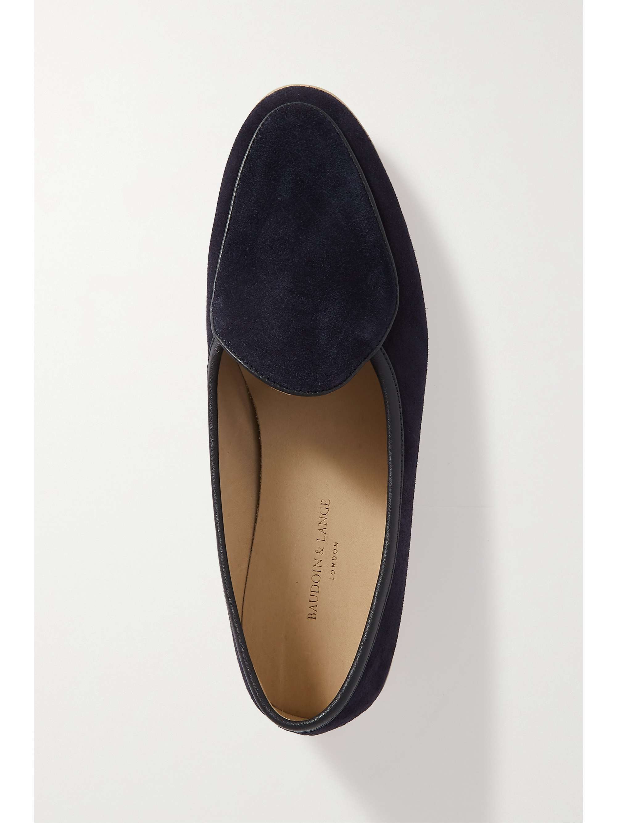 BAUDOIN & LANGE Stride leather-trimmed suede loafers