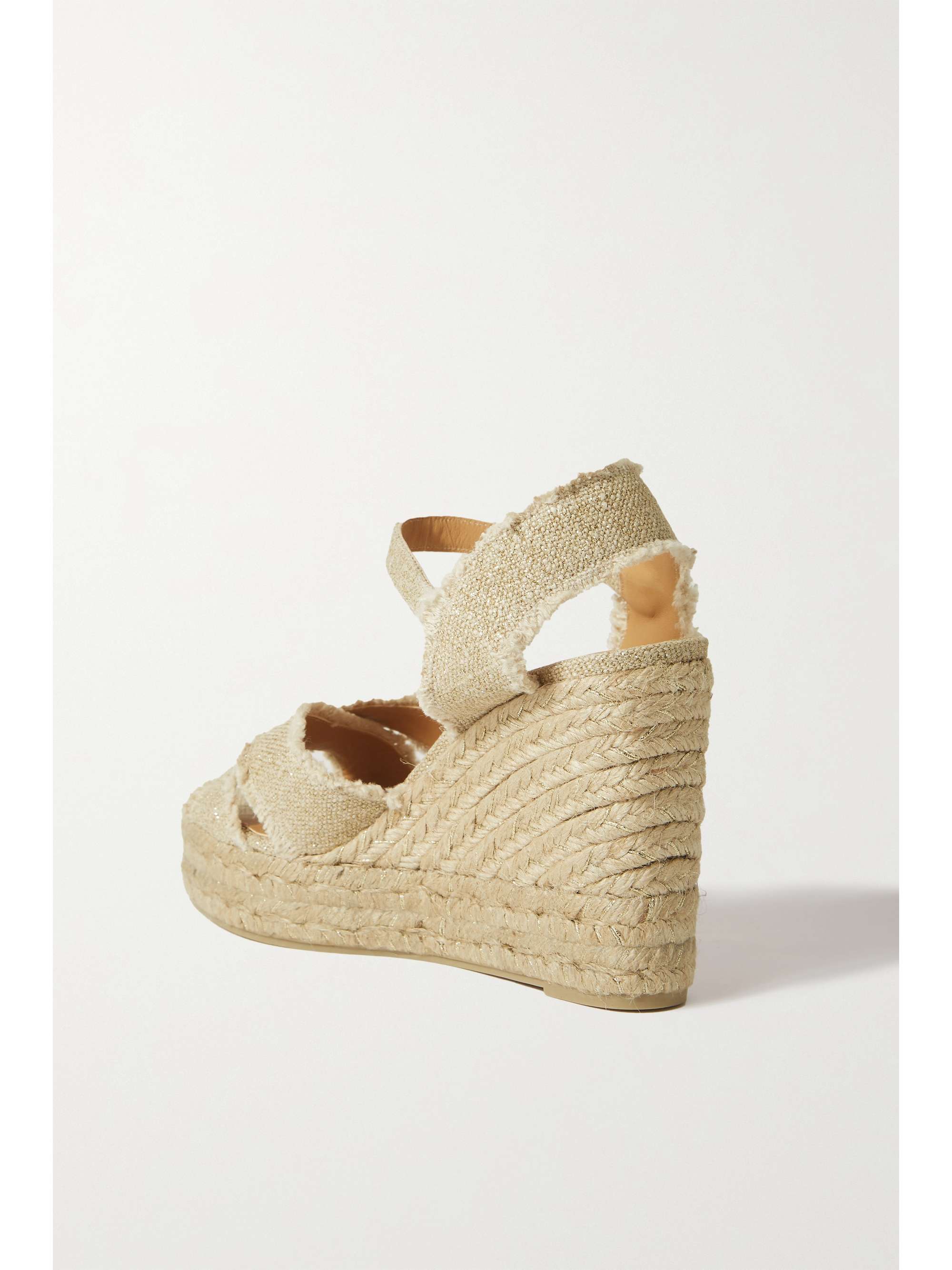 CASTAÑER + NET SUSTAIN Bromelia 100 metallic canvas espadrille wedge sandals