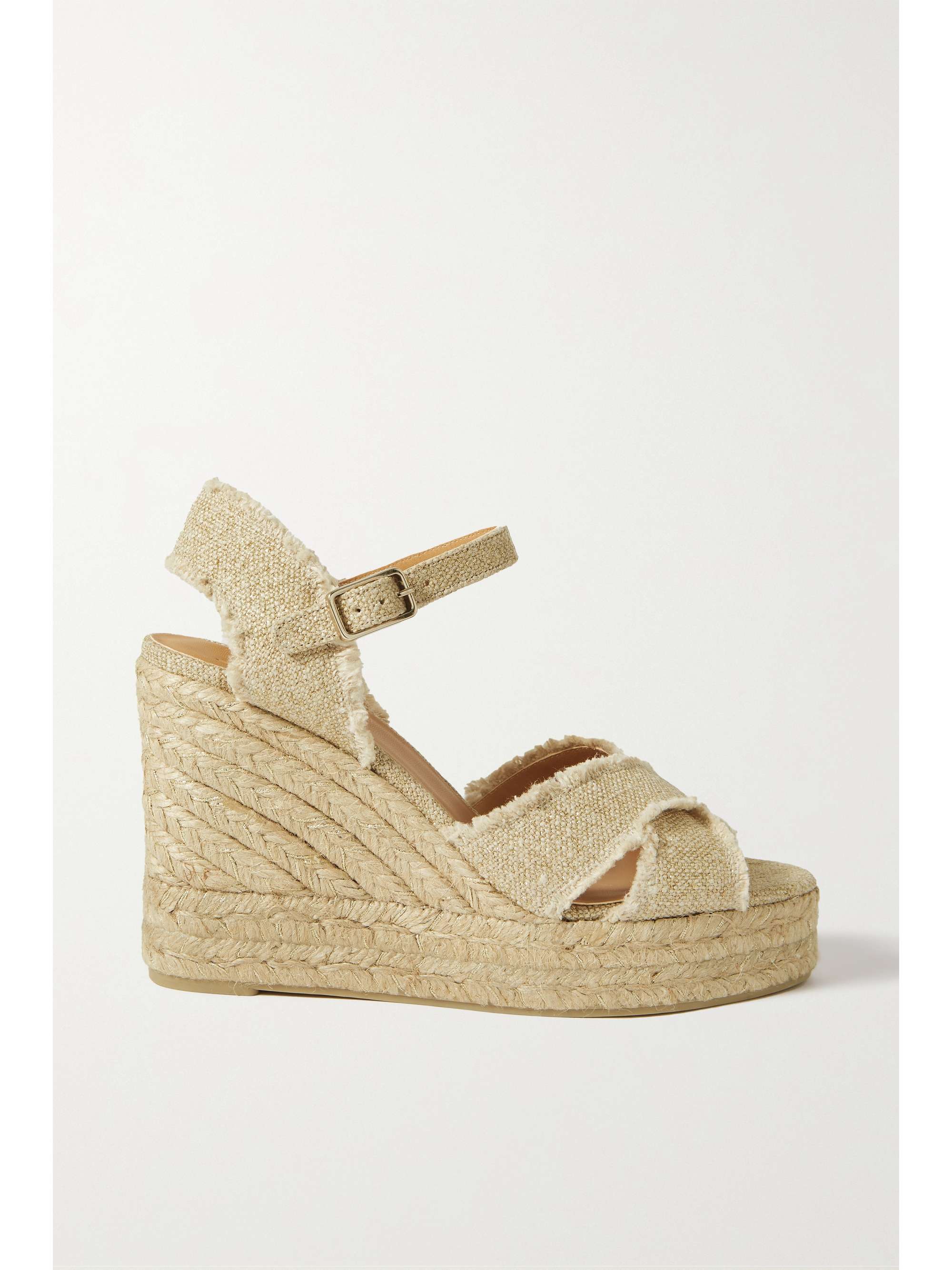 CASTAÑER + NET SUSTAIN Bromelia 100 metallic canvas espadrille wedge ...