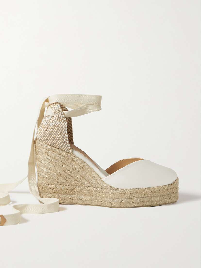 Castañer + Net Sustain Chiara 100 Satin And Canvas Wedge Espadrilles