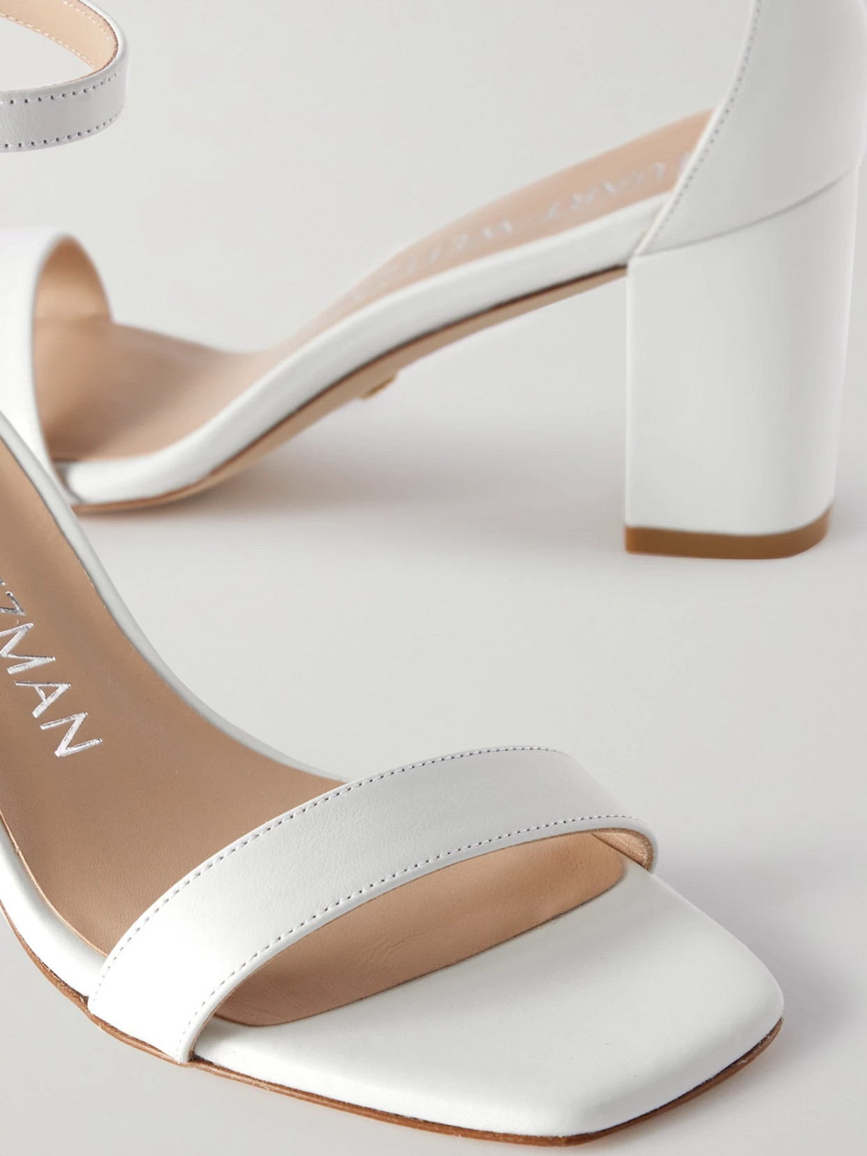 Stuart Weitzman Nudistcurve Leather Sandals In White
