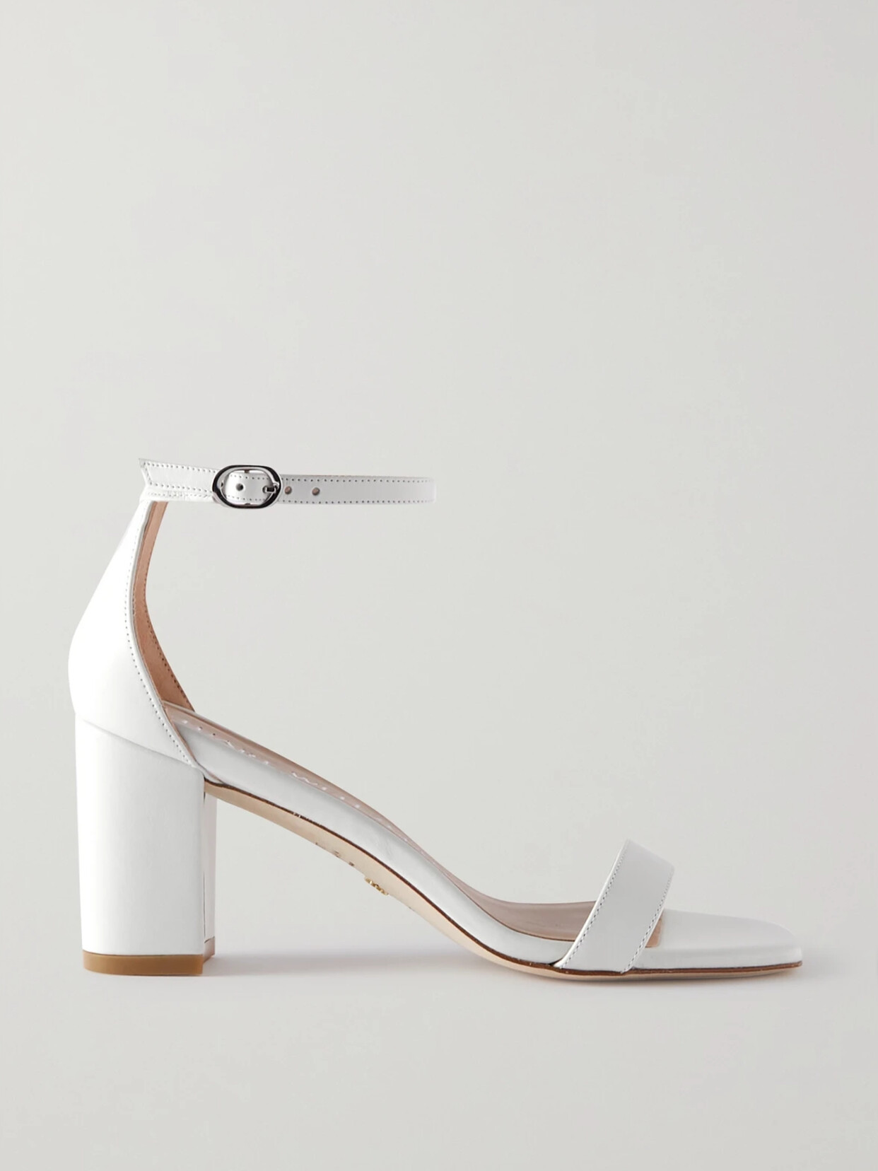 Stuart Weitzman Nudistcurve Leather Sandals In White