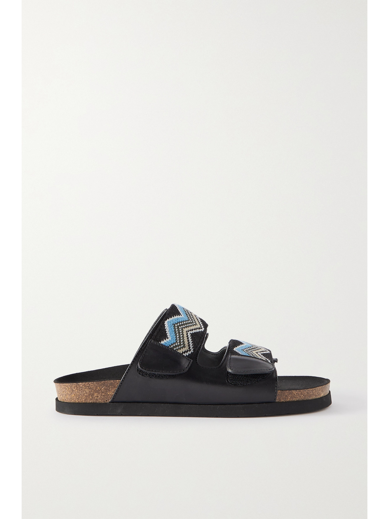 Missoni Zigzap-print Double-strap Slides In Black