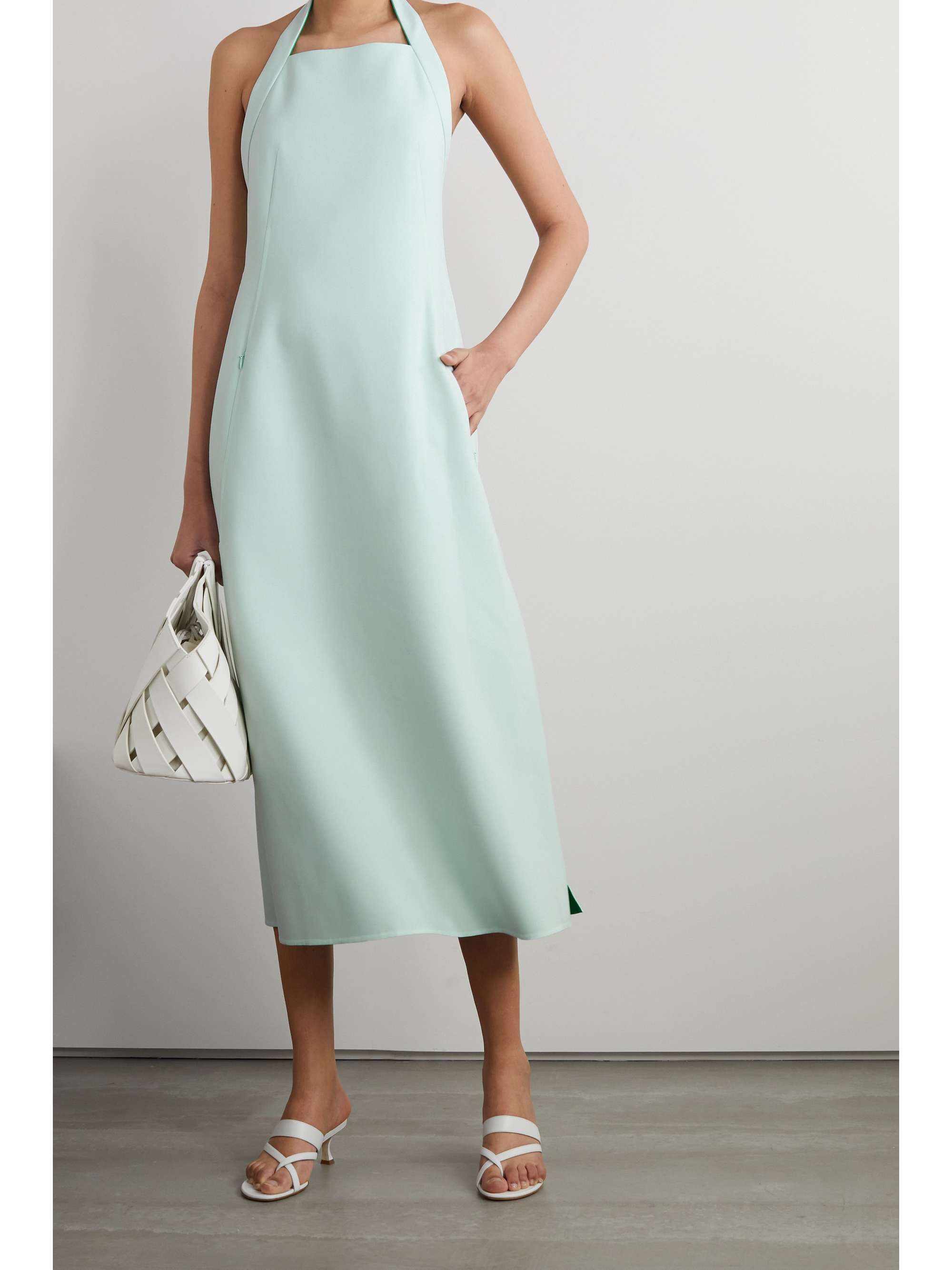AKRIS Crepe halterneck midi dress