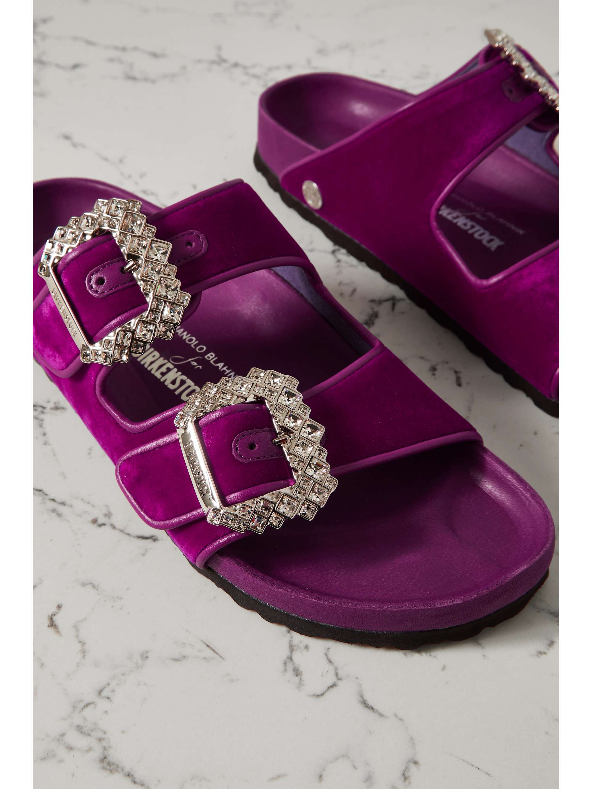 Fuchsia + Manolo Blahnik Arizona crystal-embellished velvet sandals | BIRKENSTOCK 1774 | NET-A 
