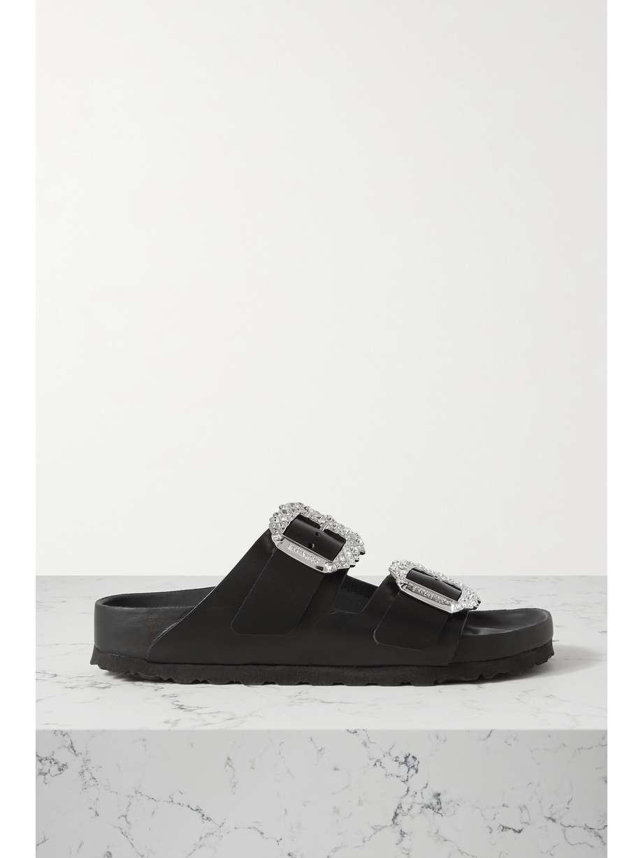 Crystal Embellished Black Sandals