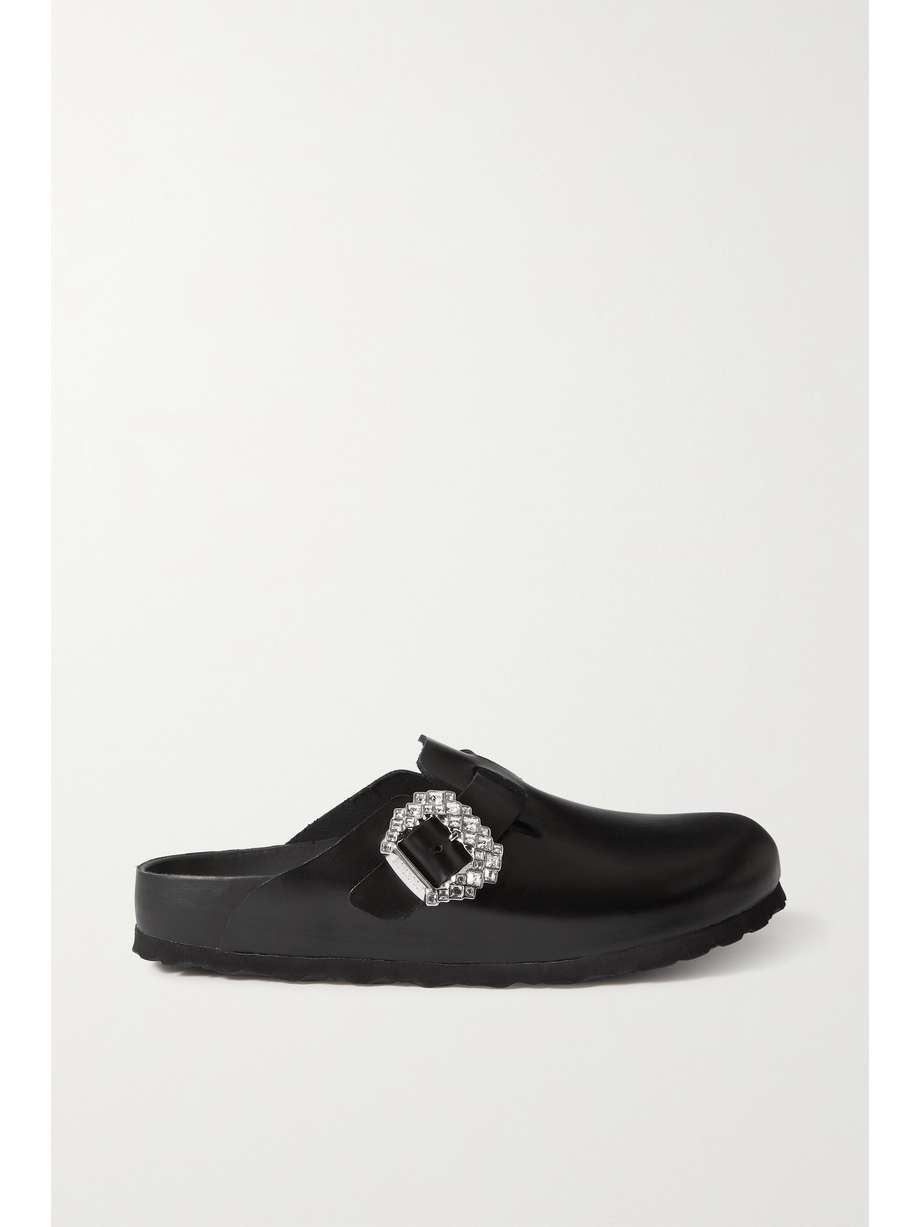 Crystal Embellished Leather Slippers