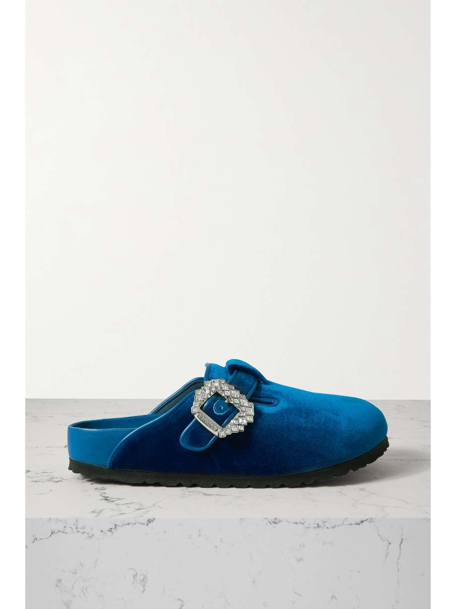 Crystal Embellished Velvet Slippers