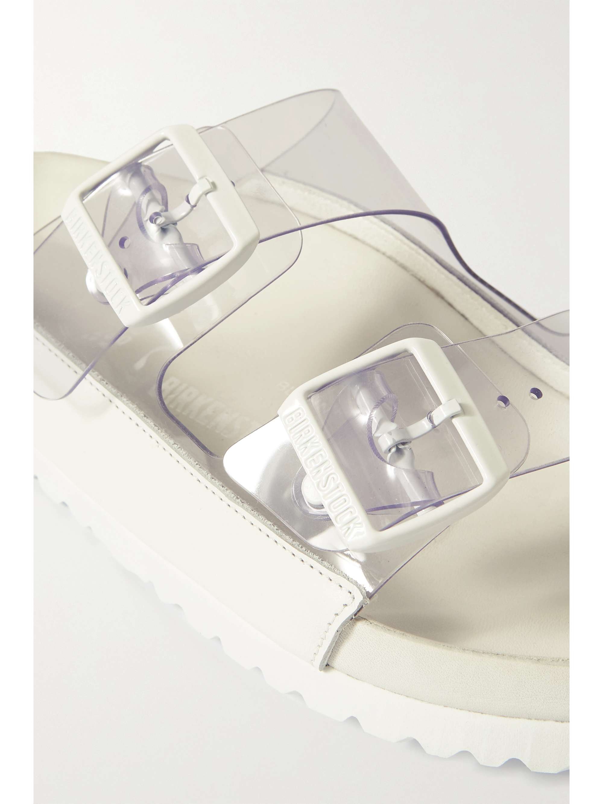 BIRKENSTOCK 1774 + Manolo Blahnik Arizona leather-trimmed PVC sandals