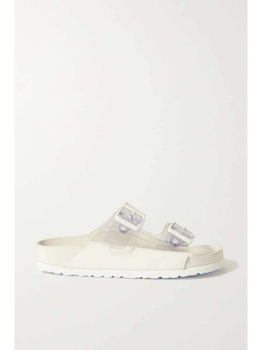 Leather Trimmed White Sandals