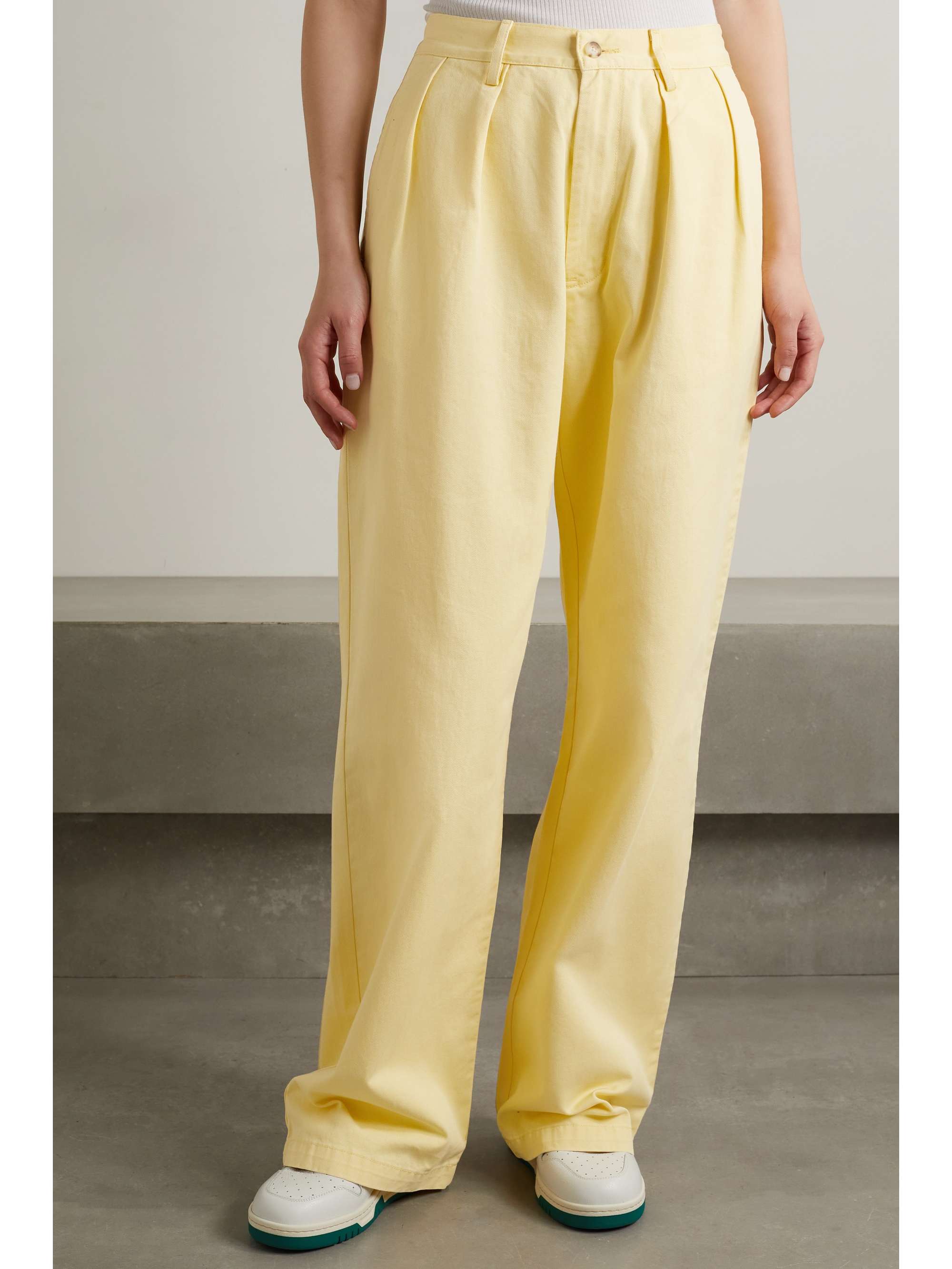 DENIMIST Blair pleated cotton-twill wide-leg pants
