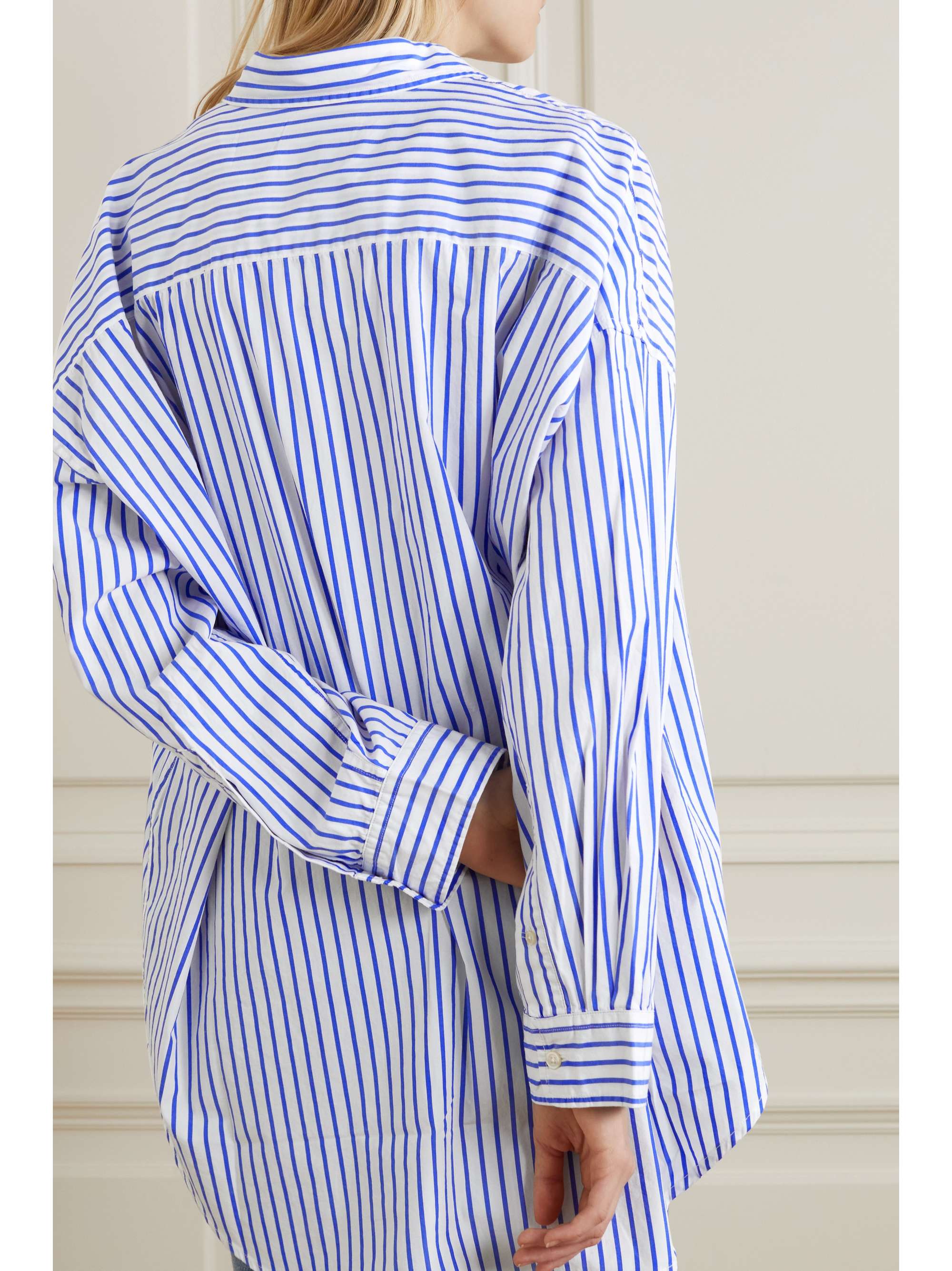 DENIMIST Oversized striped cotton-poplin shirt