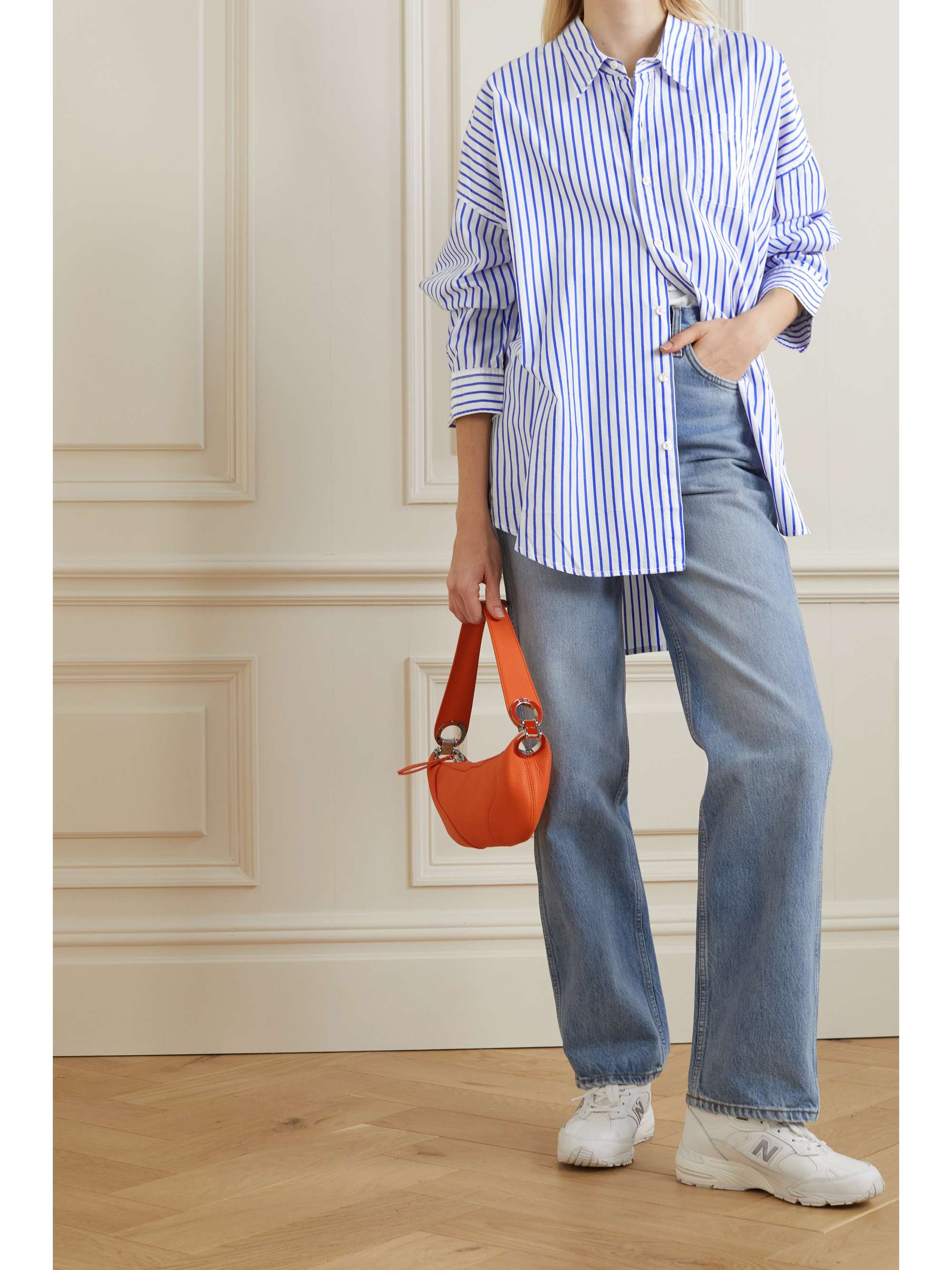 DENIMIST Oversized striped cotton-poplin shirt