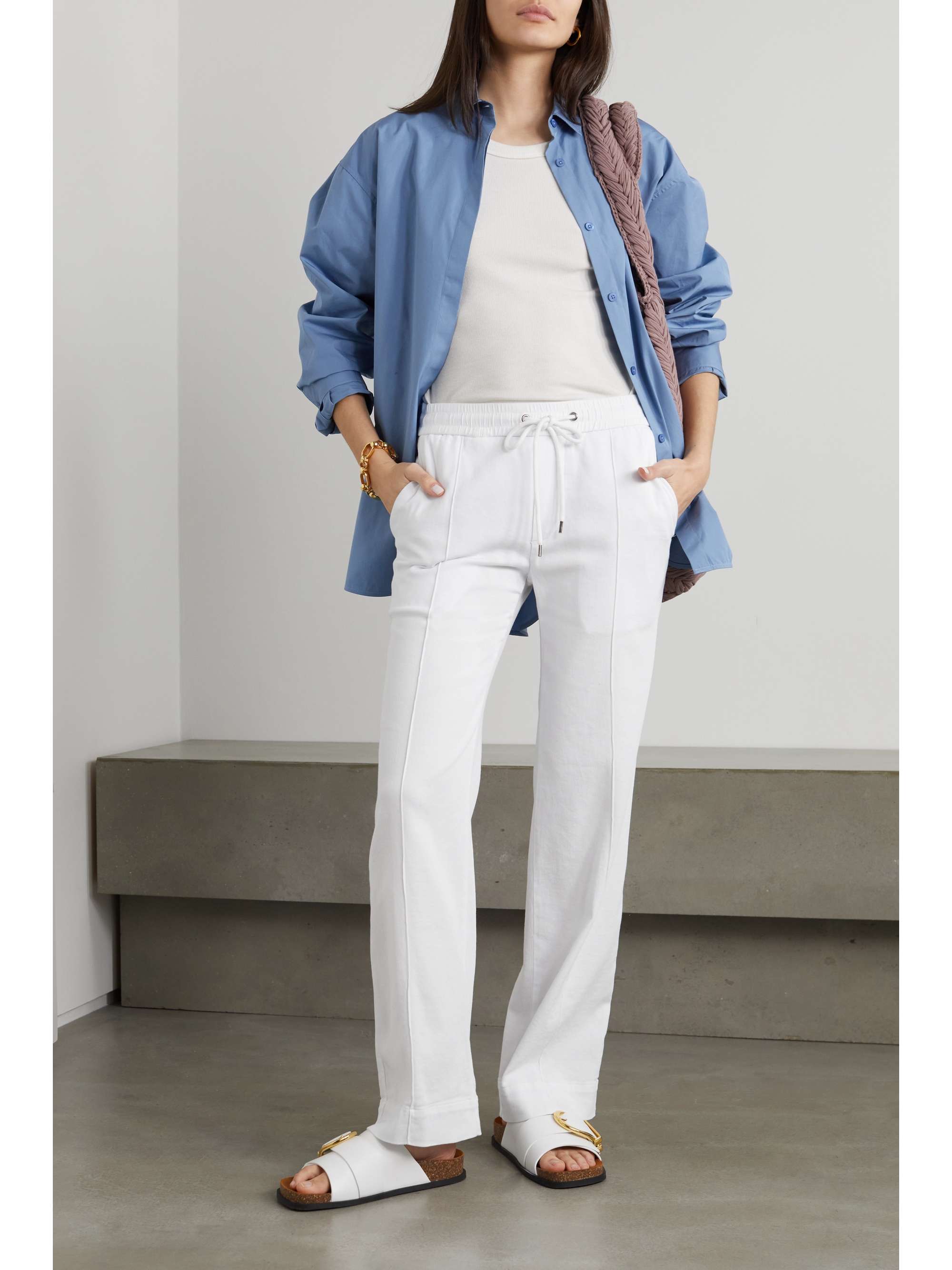 modal-blend twill wide-leg pants 