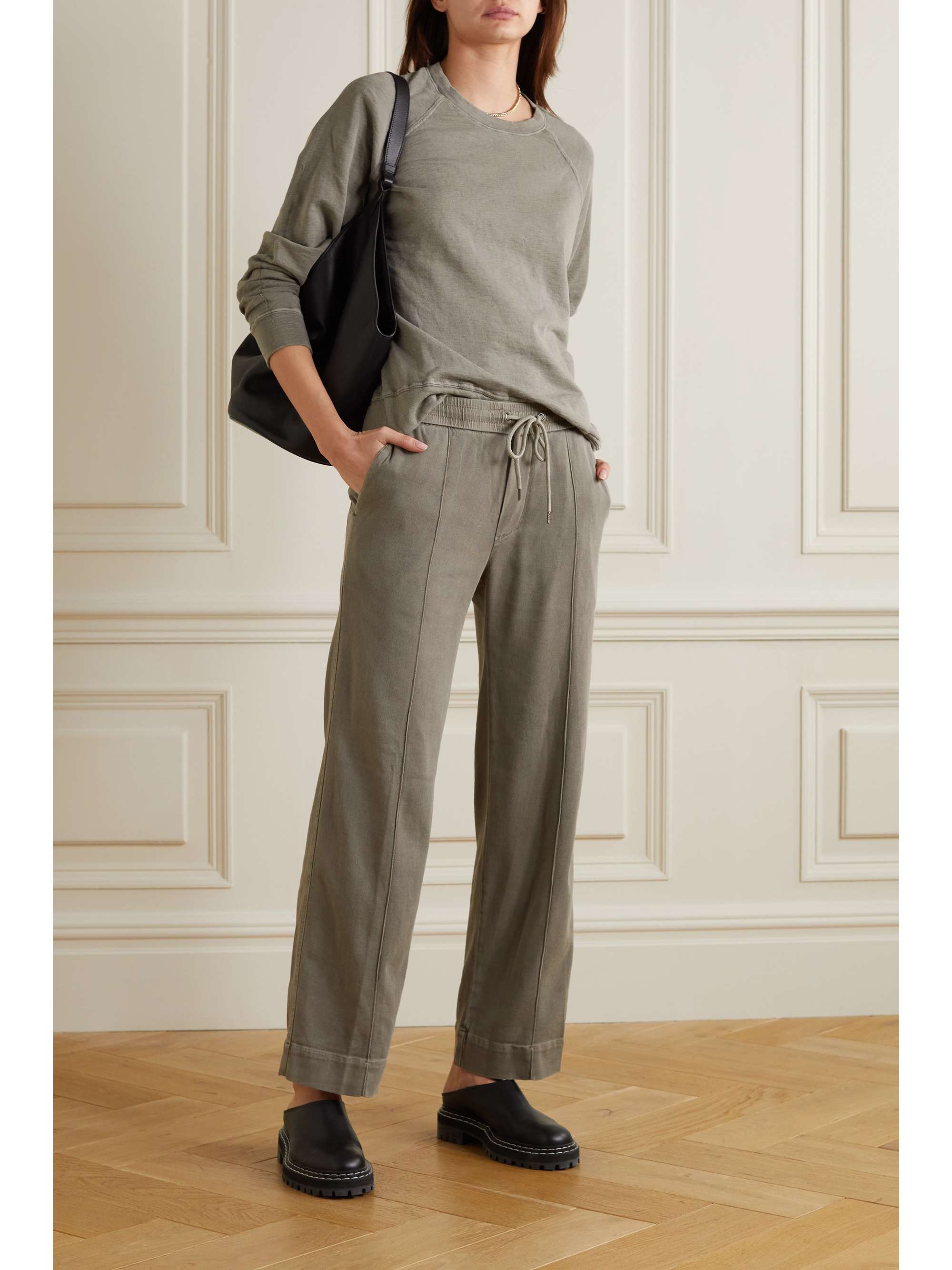 modal-blend twill wide-leg pants 