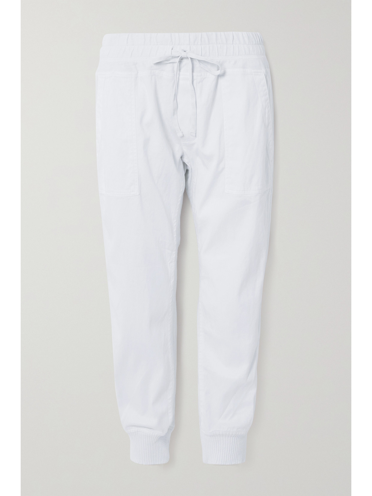 Shop James Perse Jersey-trimmed Cotton-twill Track Pants In White