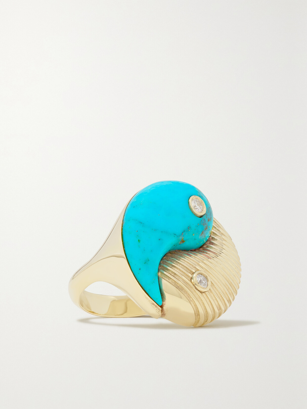 Retrouvaí Yin Yang 14-karat Gold, Turquoise And Diamond Ring - Blue