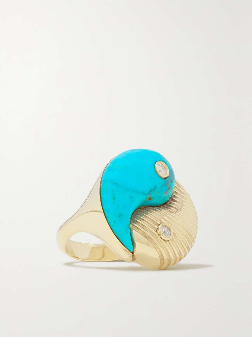 Retrouvaí Yin Yang 14-karat Gold, Turquoise And Diamond Ring