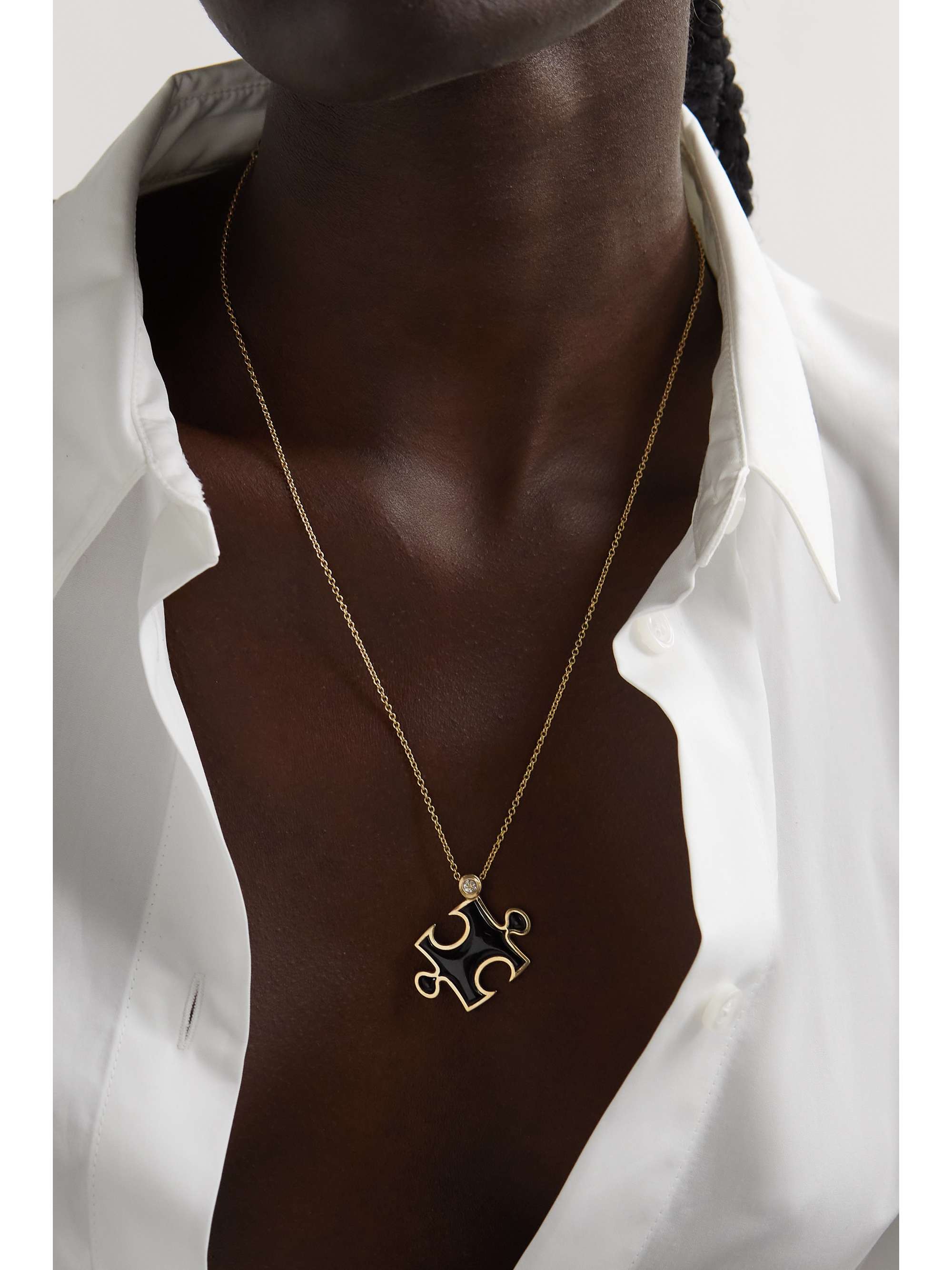 RETROUVAÍ Puzzle 14-karat gold, onyx and diamond necklace