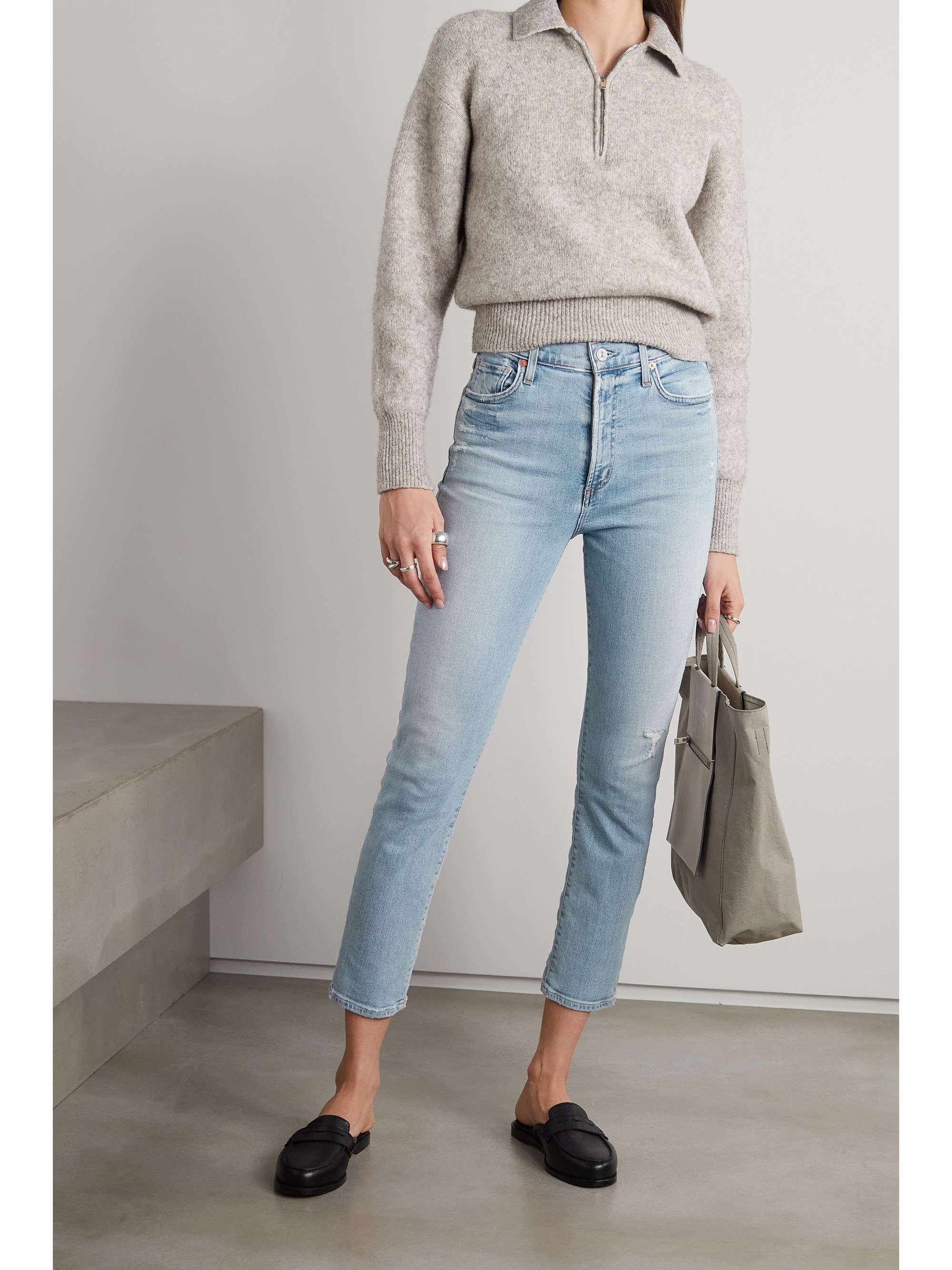 Mid denim Olivia cropped high-rise slim 