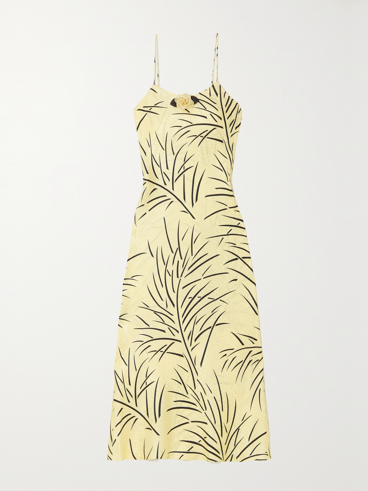 Rodarte Embellished Printed Silk-jacquard Midi Dress - Yellow